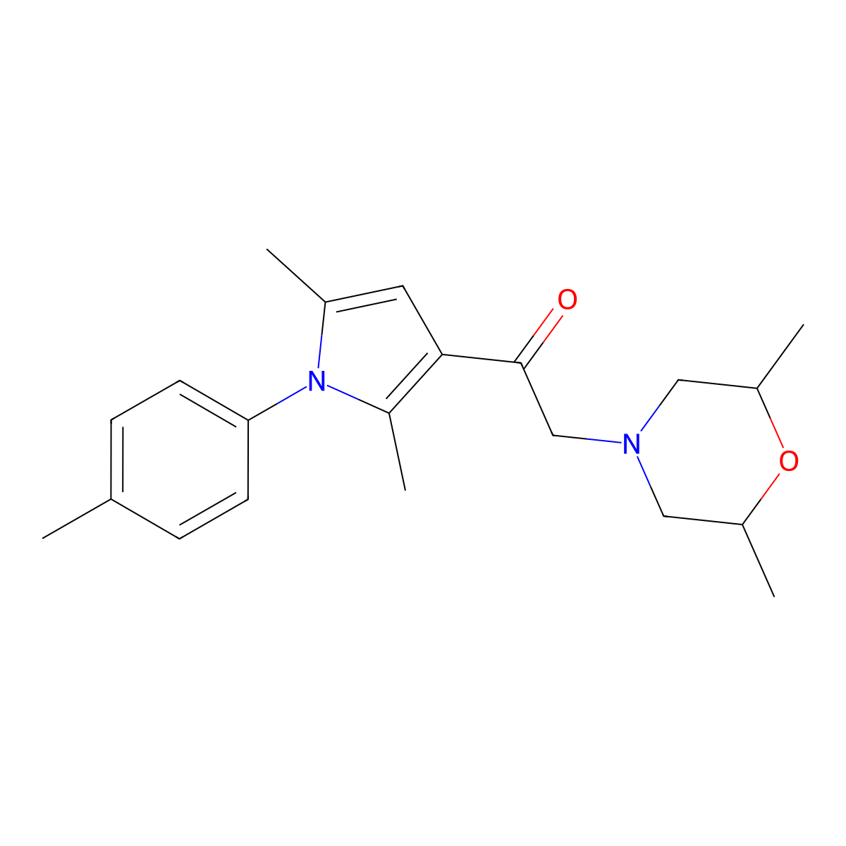 1-(2,5-dimethyl-1-(p-tolyl)-1H-pyrrol-3-yl)-2-(2,6-dimethylmorpholino)ethanone molecular structure, CAS 378196-95-3