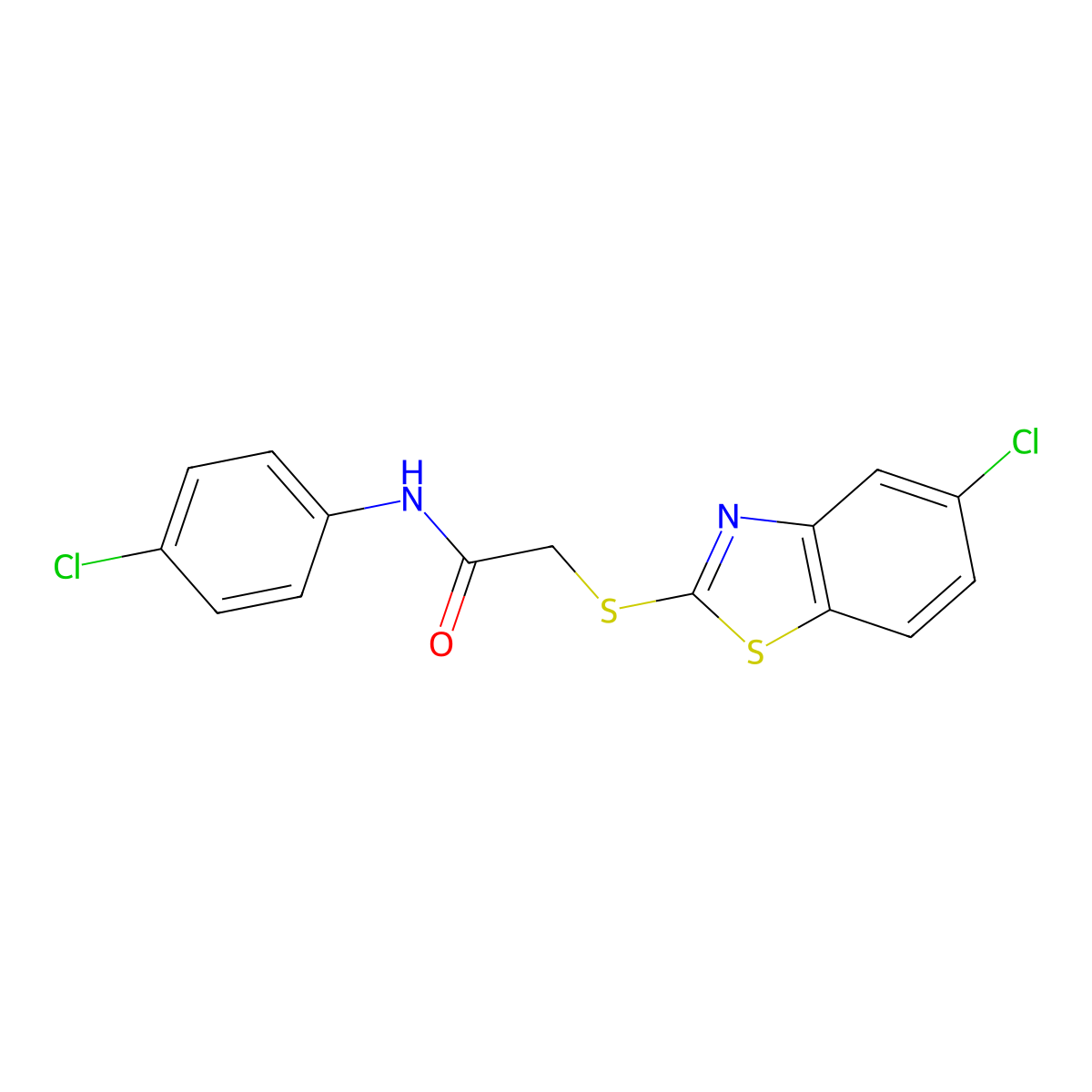 2-[(5-chloro-1,3-benzothiazol-2-yl)sulfanyl]-N-(4-chlorophenyl)acetamide molecular structure, CAS 378197-10-5