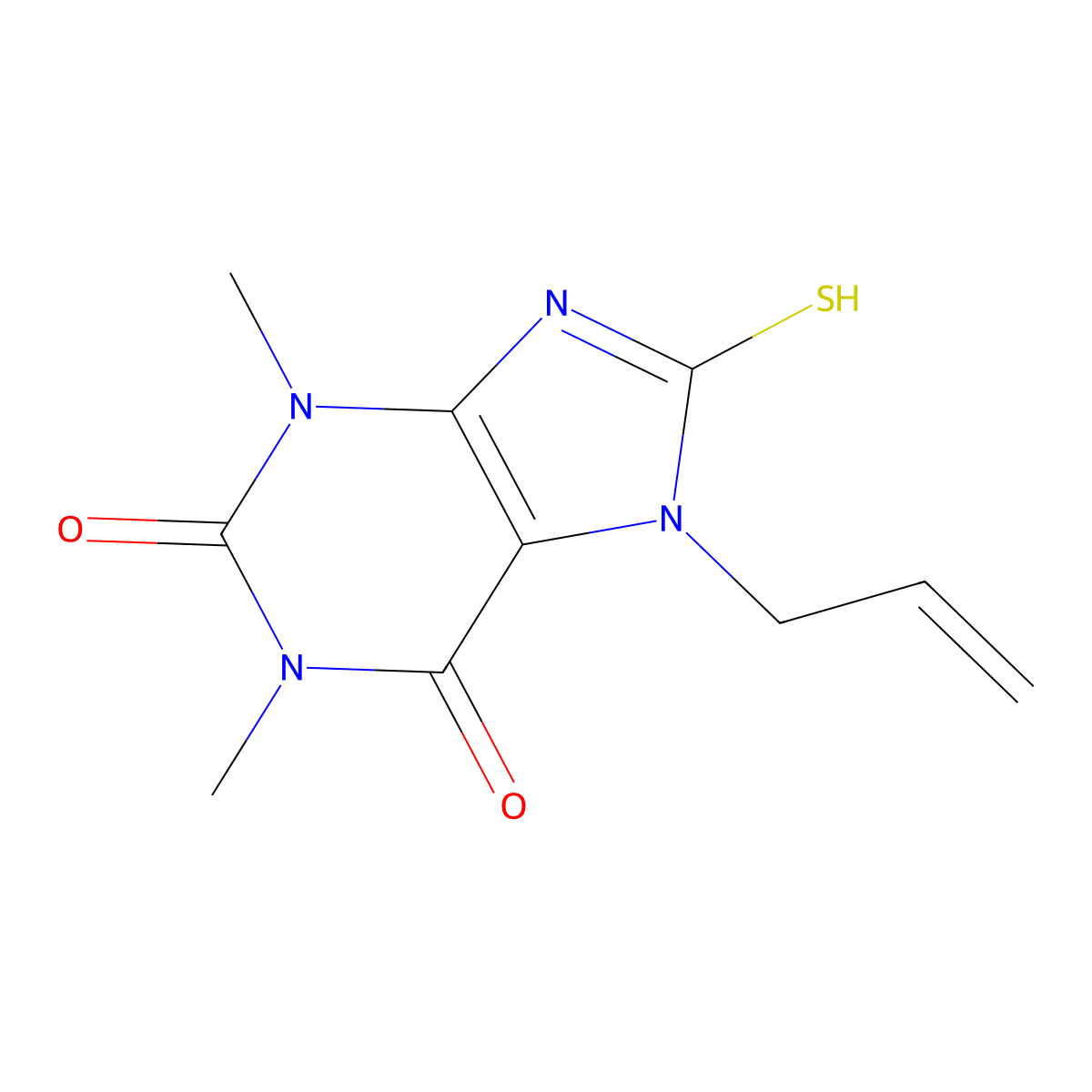 1,3-dimethyl-7-prop-2-enyl-8-sulfanylidene-9H-purine-2,6-dione molecular structure, CAS 378198-24-4