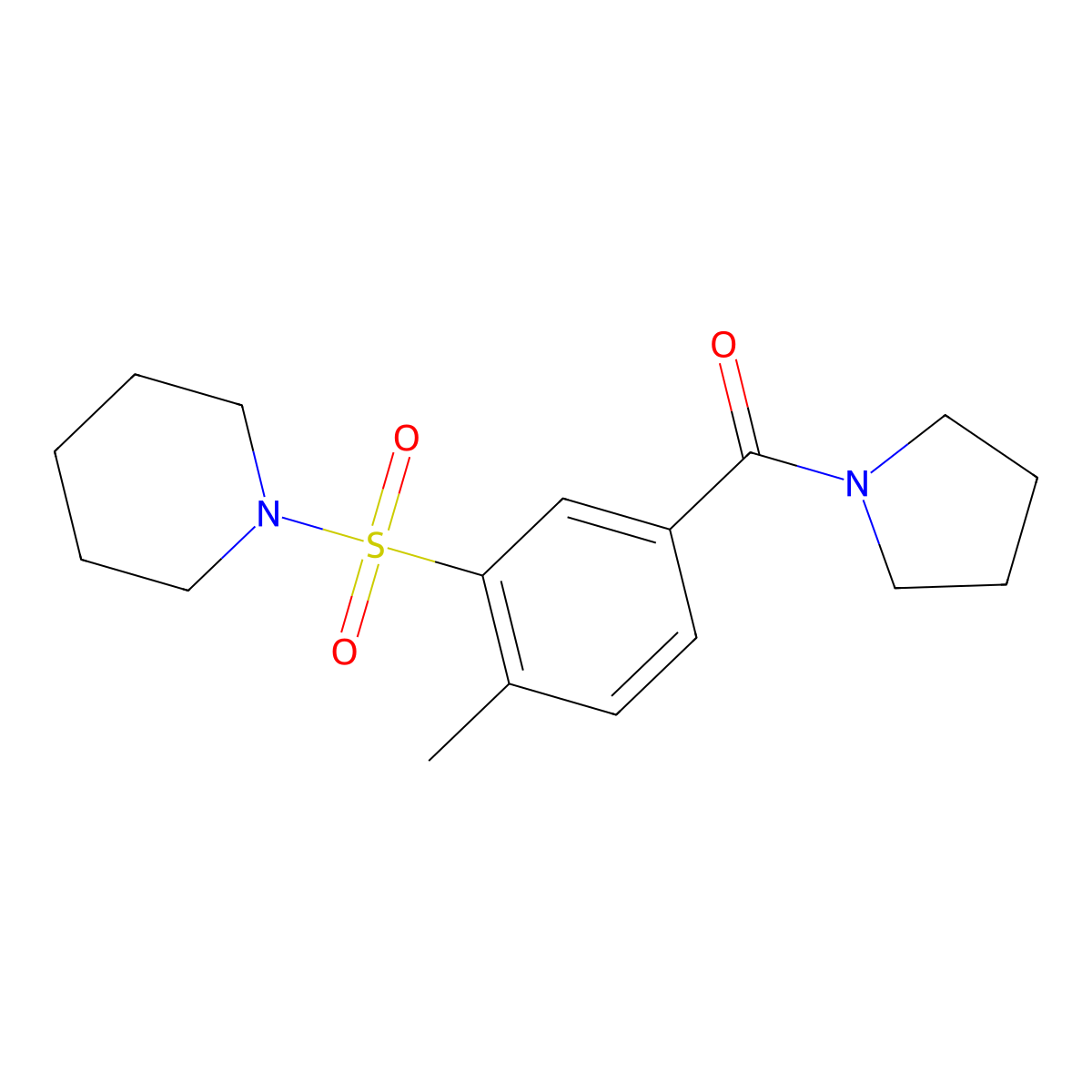 (4-Methyl-3-piperidin-1-ylsulfonylphenyl)-pyrrolidin-1-ylmethanone molecular structure, CAS 378199-39-4
