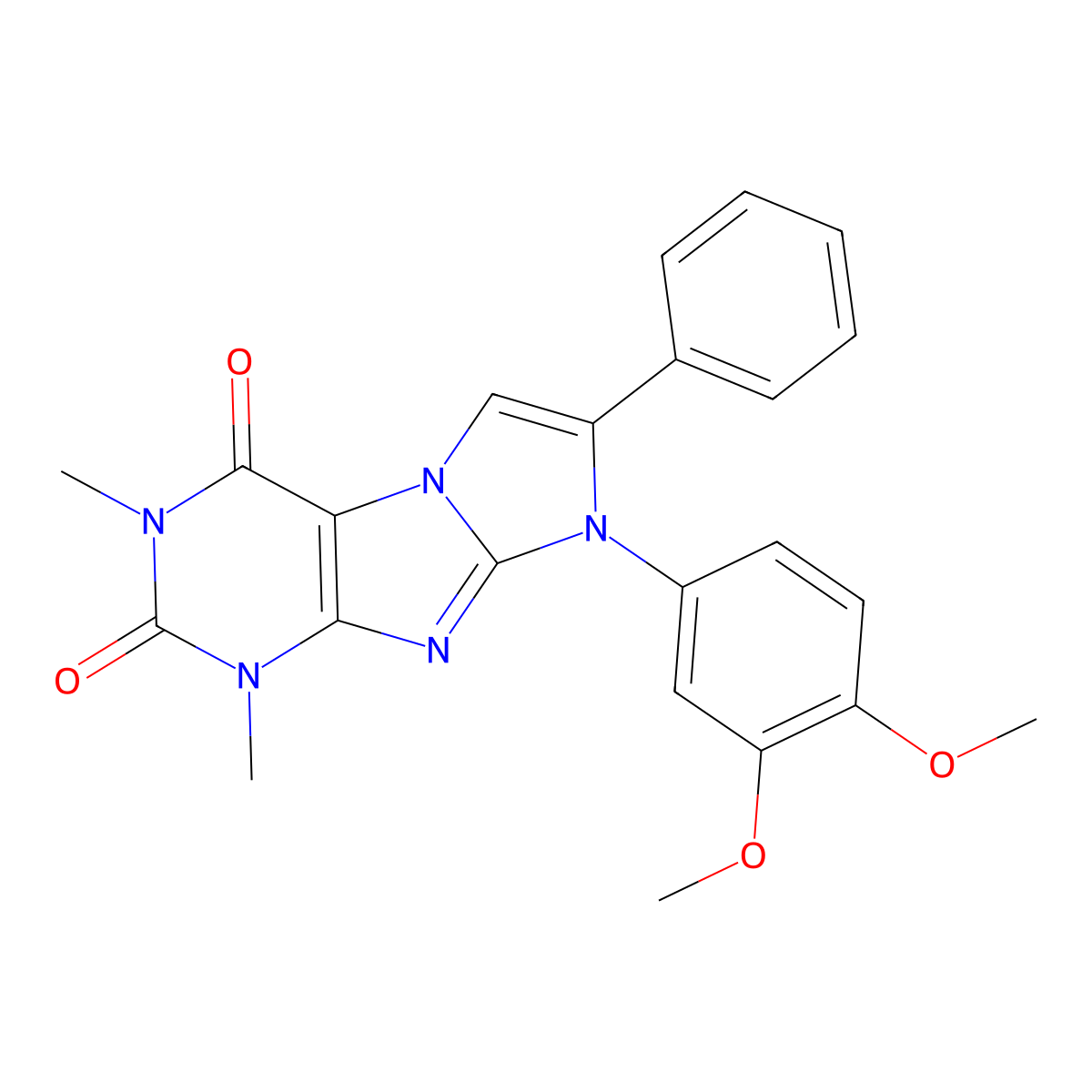 8-(3,4-dimethoxyphenyl)-1,3-dimethyl-7-phenyl-1H-imidazo[2,1-f]purine-2,4(3H,8H)-dione molecular structure, CAS 378199-44-1