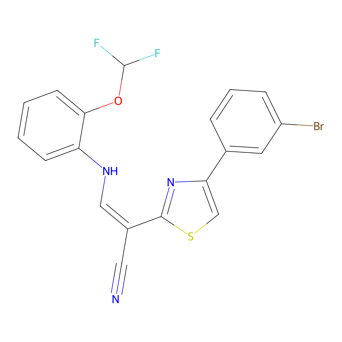 2-[4-(3-Bromophenyl)-1,3-thiazol-2-yl]-3-[2-(difluoromethoxy)anilino]prop-2-enenitrile molecular structure, CAS 378199-96-3