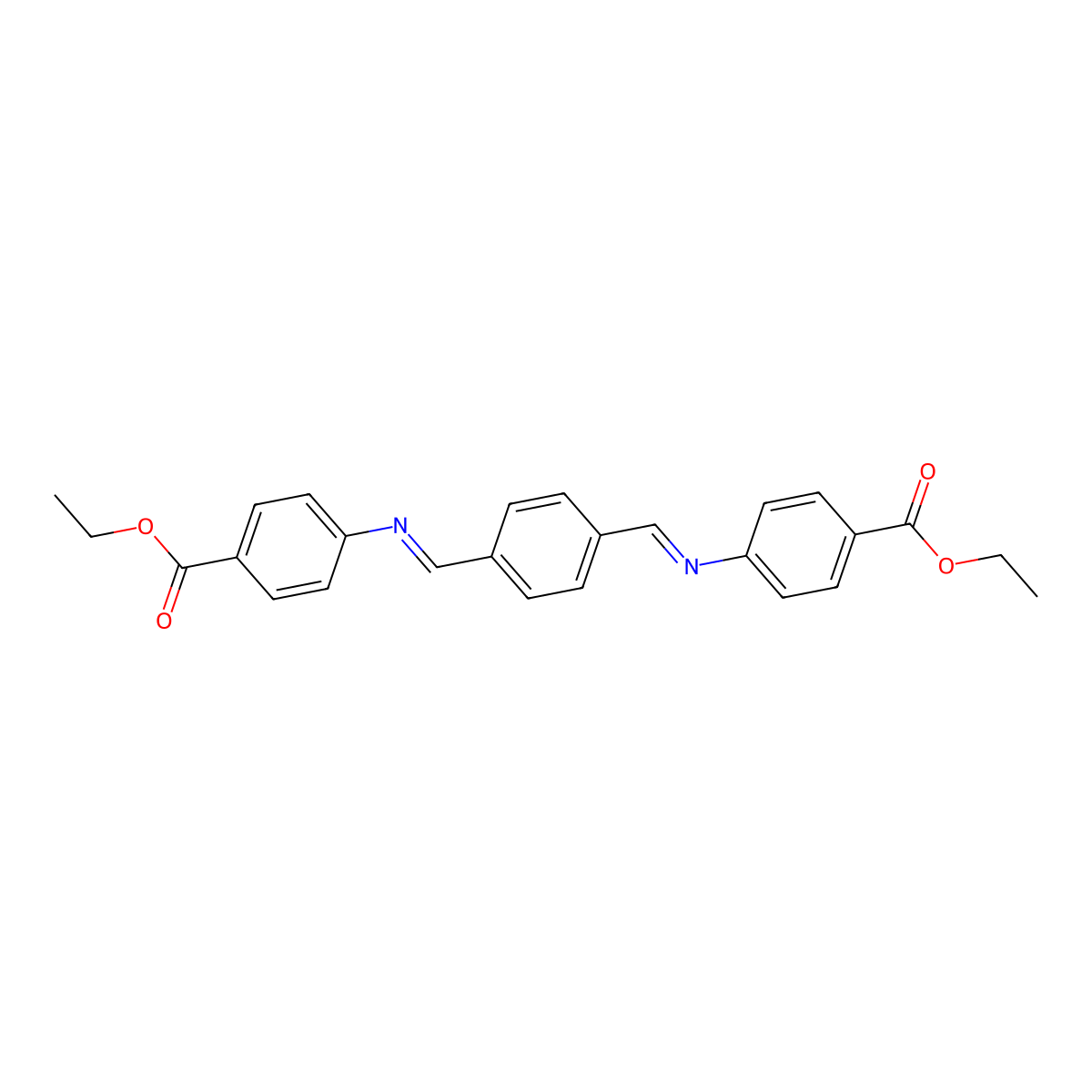 ethyl 4-({(E)-[4-((E)-{[4-(ethoxycarbonyl)phenyl]imino}methyl)phenyl]methylidene}amino)benzoate molecular structure, CAS 3782-79-4