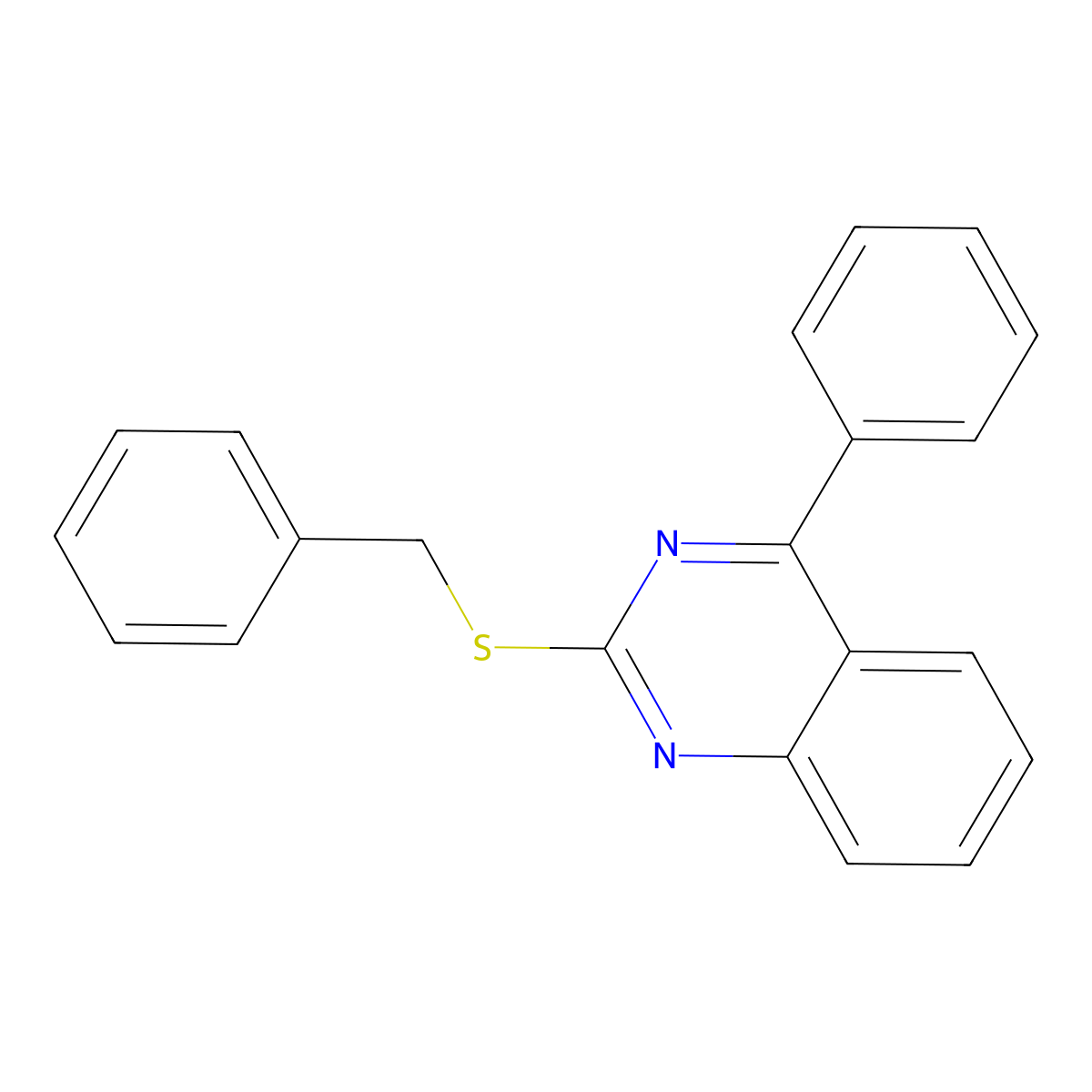 2-(Benzylsulfanyl)-4-phenylquinazoline molecular structure, CAS 378201-00-4