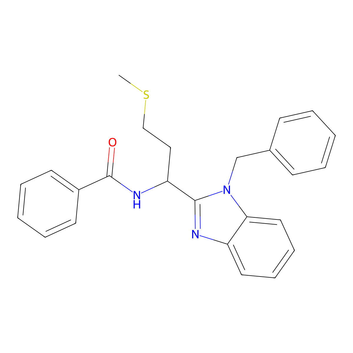 N-[1-(1-benzyl-1H-benzimidazol-2-yl)-3-(methylsulfanyl)propyl]benzamide molecular structure, CAS 378201-11-7