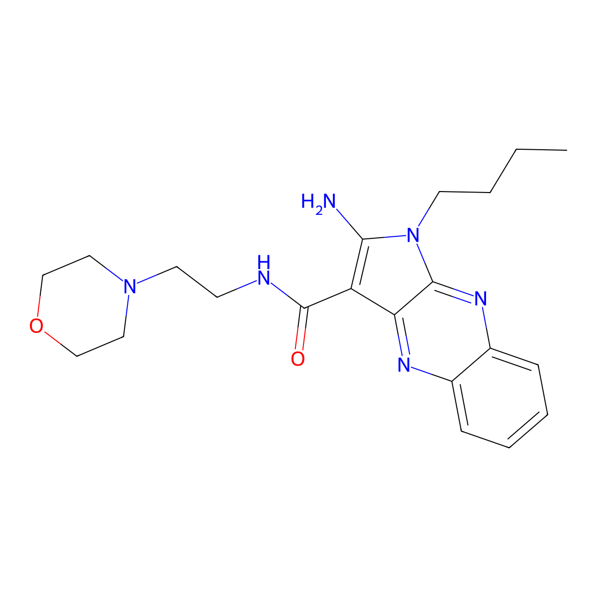 2-amino-1-butyl-N-[2-(morpholin-4-yl)ethyl]-1H-pyrrolo[2,3-b]quinoxaline-3-carboxamide molecular structure, CAS 378201-12-8