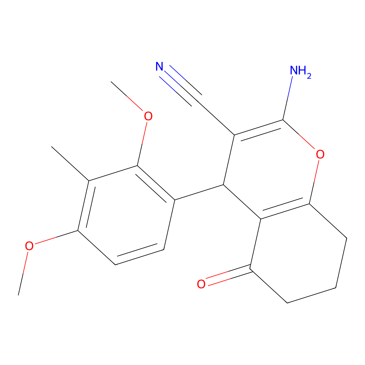 2-Amino-4-(2,4-dimethoxy-3-methylphenyl)-5-oxo-4,6,7,8-tetrahydrochromene-3-carbonitrile molecular structure, CAS 378201-18-4