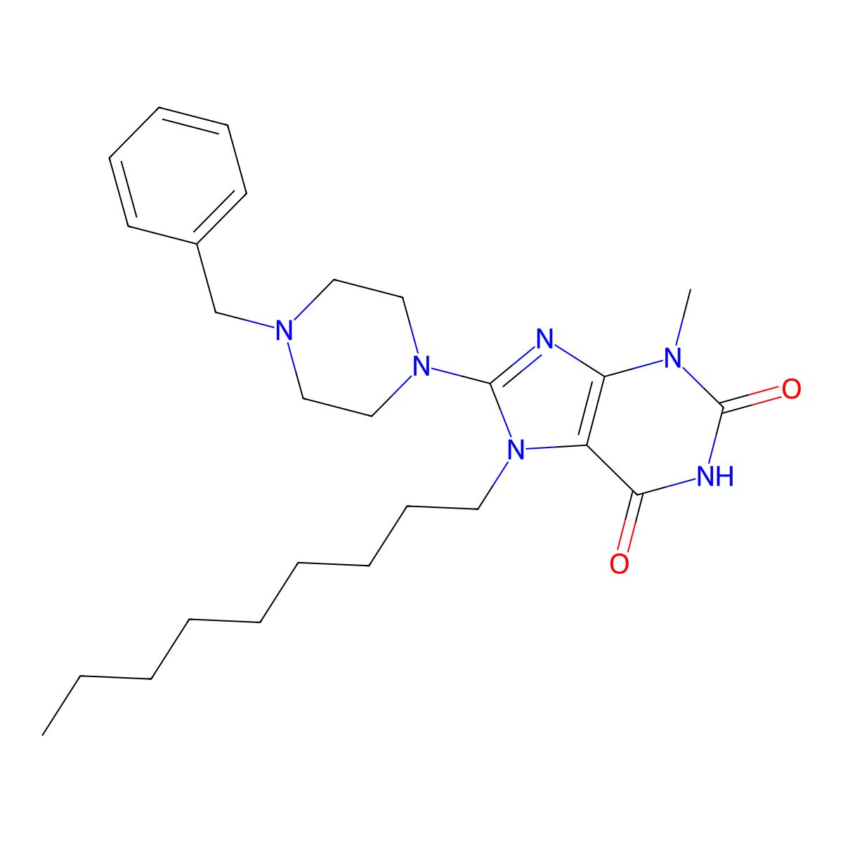 8-(4-Benzylpiperazin-1-yl)-3-methyl-7-nonylpurine-2,6-dione molecular structure, CAS 378201-33-3