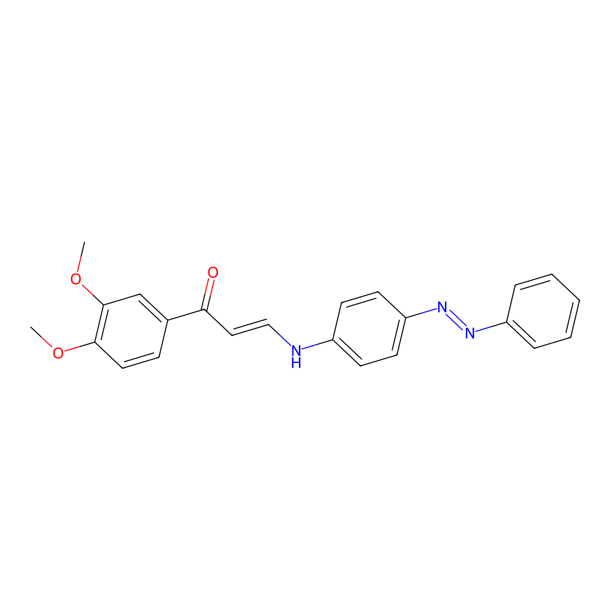 2-Propen-1-one, 1-(3,4-dimethoxyphenyl)-3-[[4-(2-phenyldiazenyl)phenyl]amino]- molecular structure, CAS 378201-56-0