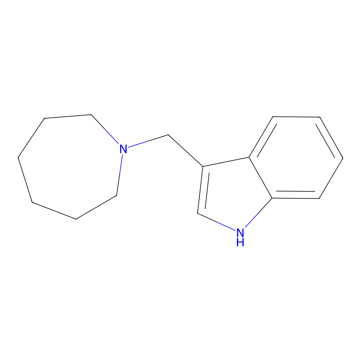 3-(azepan-1-ylmethyl)-1H-indole molecular structure, CAS 378201-57-1