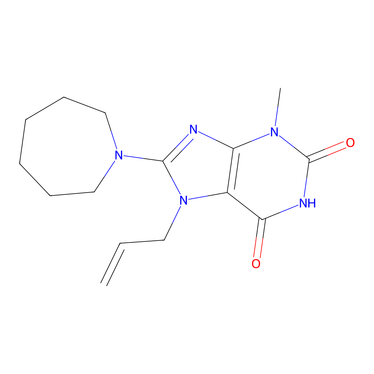 7-Allyl-8-azepan-1-yl-3-methyl-3,7-dihydro-purine-2,6-dione molecular structure, CAS 378201-92-4