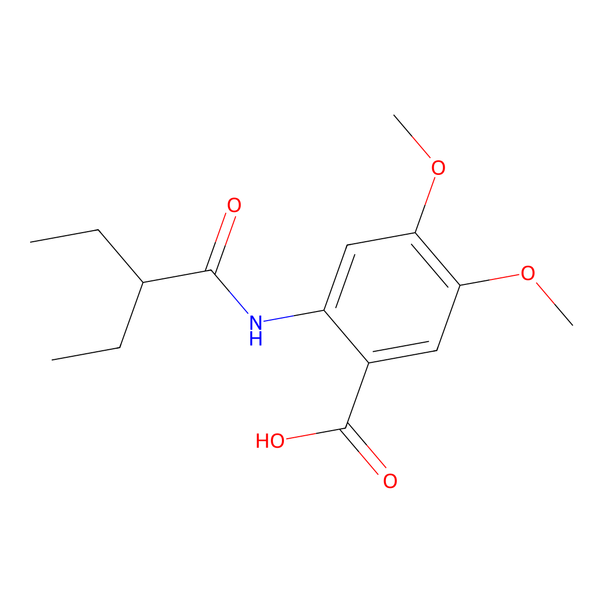 2-(2-Ethylbutanamido)-4,5-dimethoxybenzoic acid molecular structure, CAS 378202-24-5