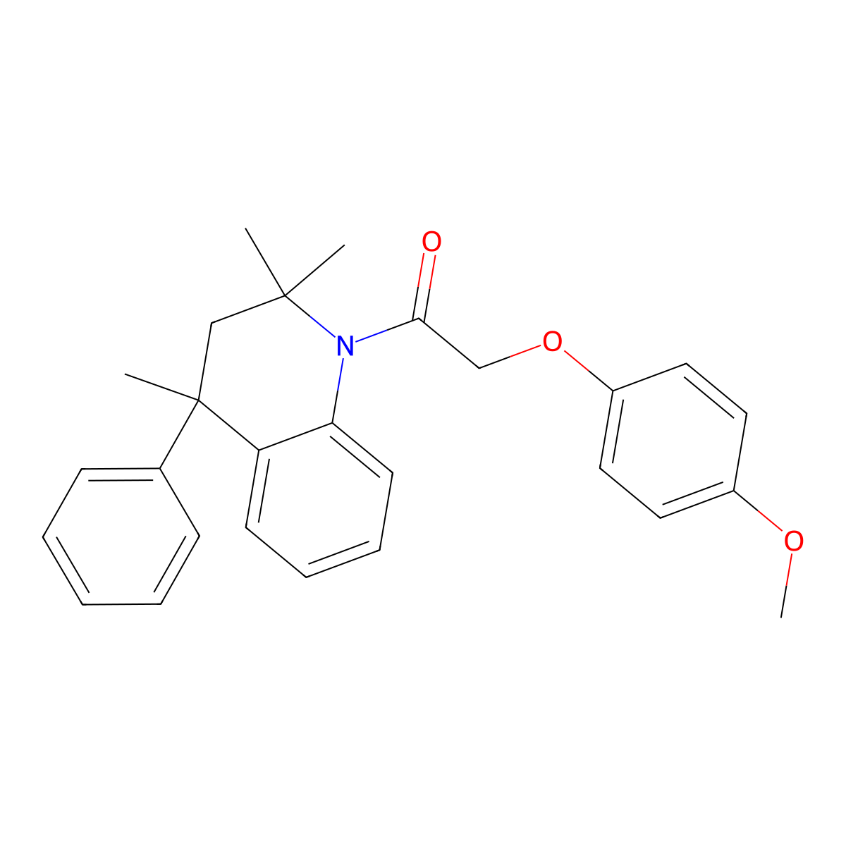 2-(4-methoxyphenoxy)-1-(2,2,4-trimethyl-4-phenyl-3H-quinolin-1-yl)ethanone molecular structure, CAS 378202-26-7
