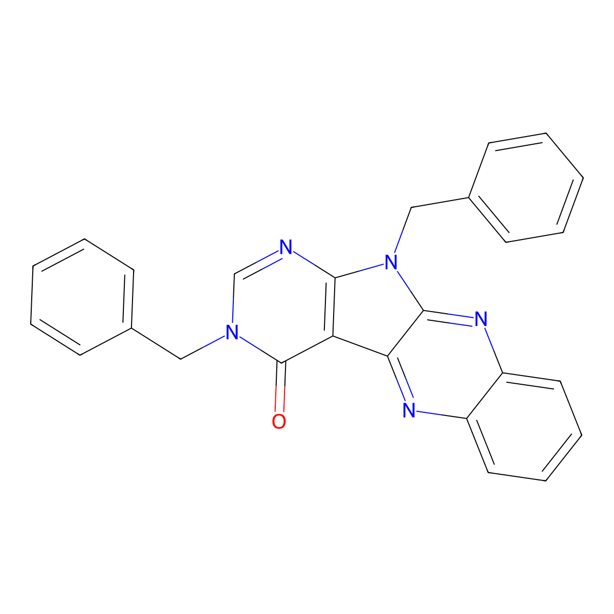 3,11-dibenzyl-3H-pyrimido[5',4':4,5]pyrrolo[2,3-b]quinoxalin-4(11H)-one molecular structure, CAS 378202-73-4
