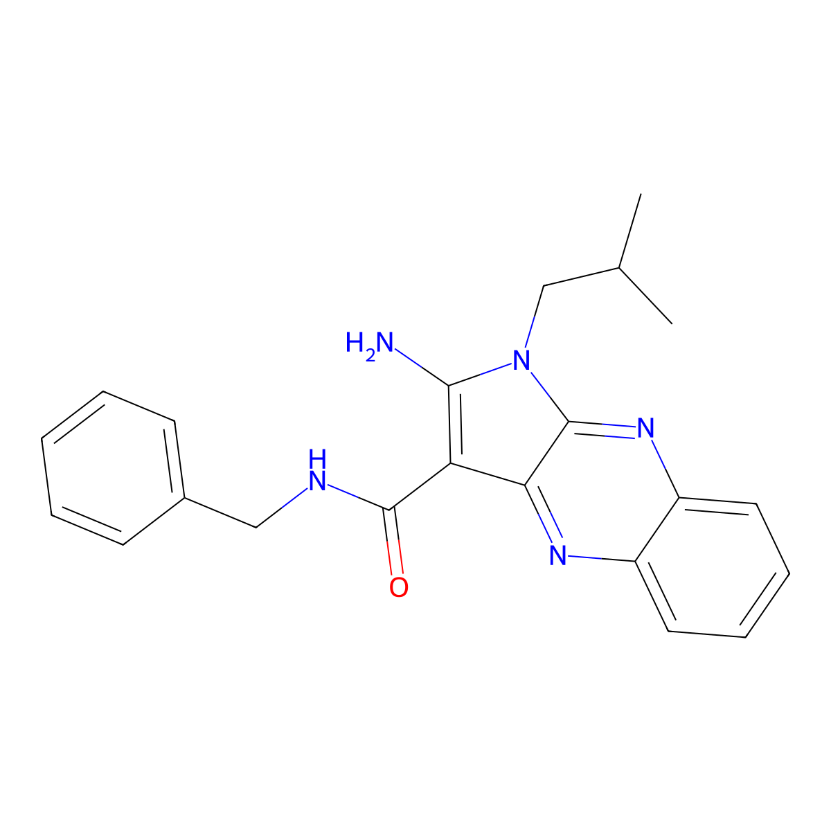 2-amino-N-benzyl-1-(2-methylpropyl)-1H-pyrrolo[2,3-b]quinoxaline-3-carboxamide molecular structure, CAS 378203-25-9