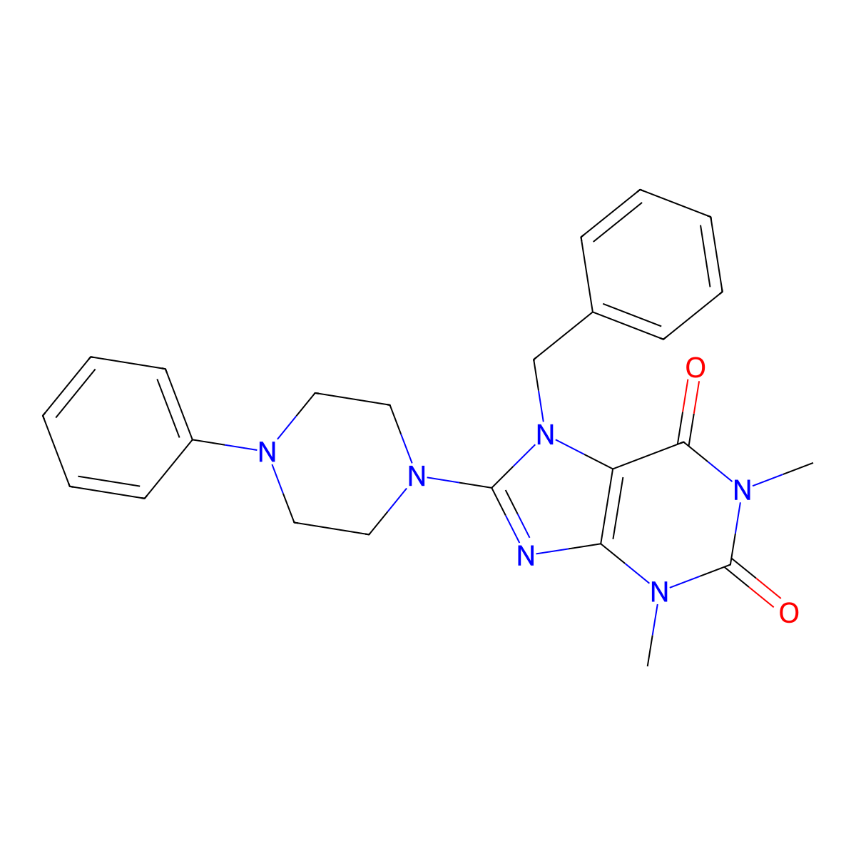 7-benzyl-1,3-dimethyl-8-(4-phenylpiperazin-1-yl)-1H-purine-2,6(3H,7H)-dione molecular structure, CAS 378203-42-0