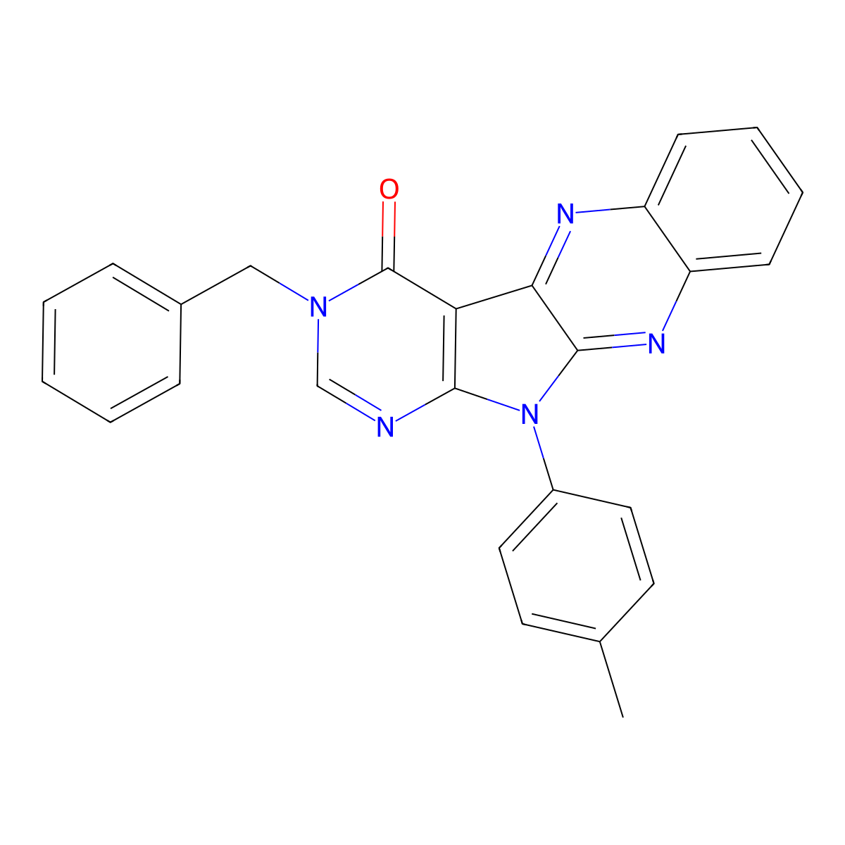 3-benzyl-11-(4-methylphenyl)-3,11-dihydro-4H-pyrimido[5',4':4,5]pyrrolo[2,3-b]quinoxalin-4-one molecular structure, CAS 378203-47-5