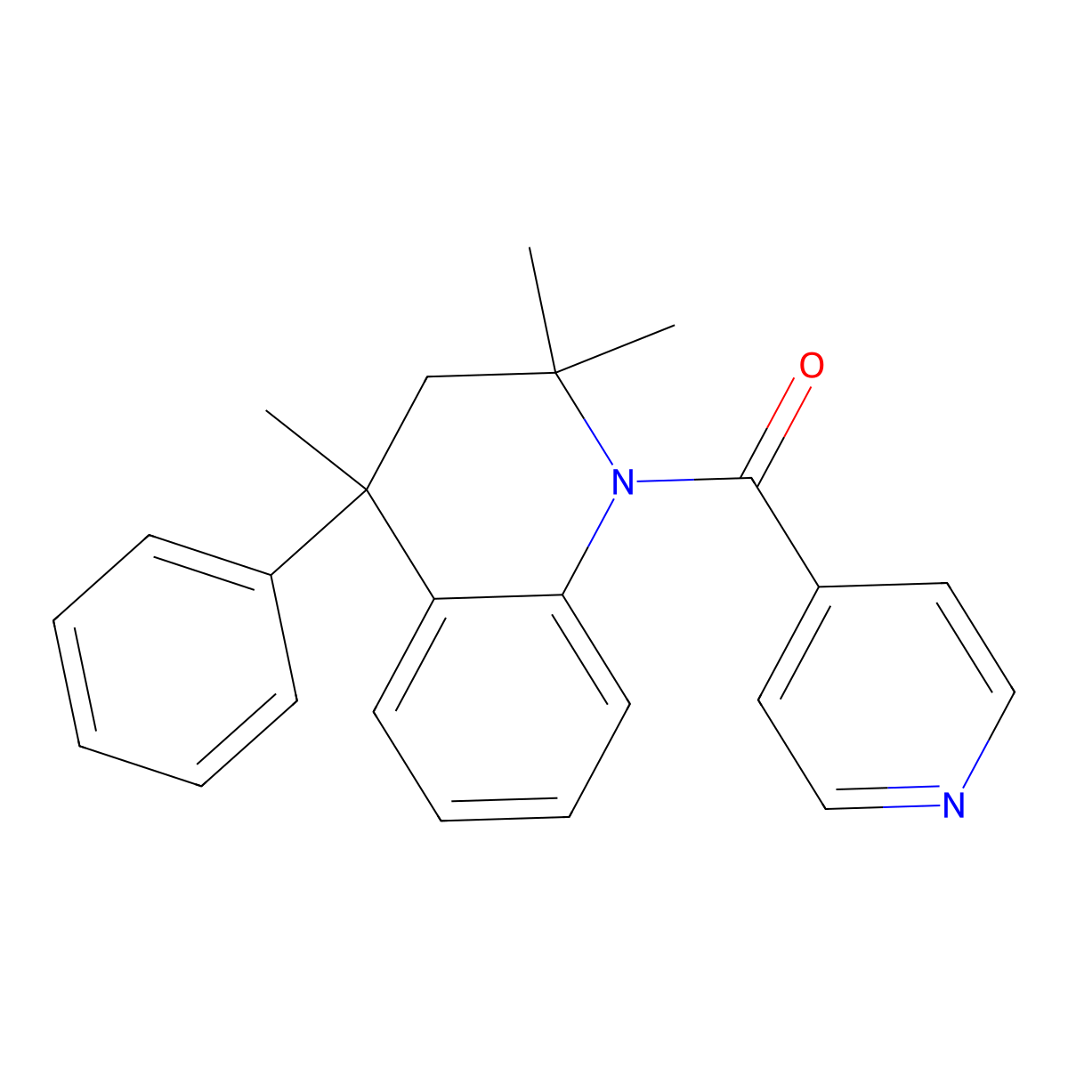 pyridin-4-yl-(2,2,4-trimethyl-4-phenyl-3H-quinolin-1-yl)methanone molecular structure, CAS 378203-52-2