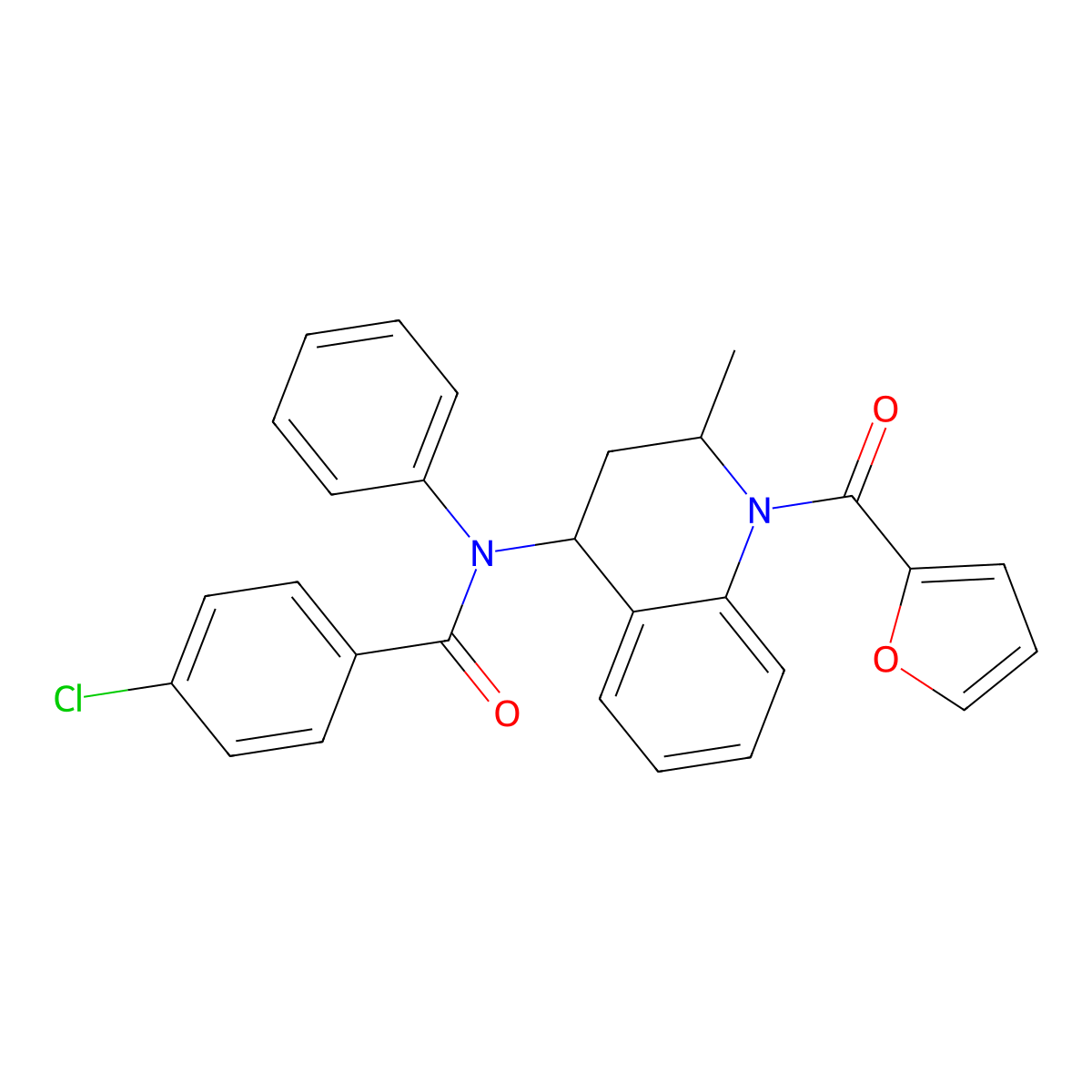 4-chloro-N-[1-(2-furoyl)-2-methyl-1,2,3,4-tetrahydro-4-quinolinyl]-N-phenylbenzamide molecular structure, CAS 378203-71-5