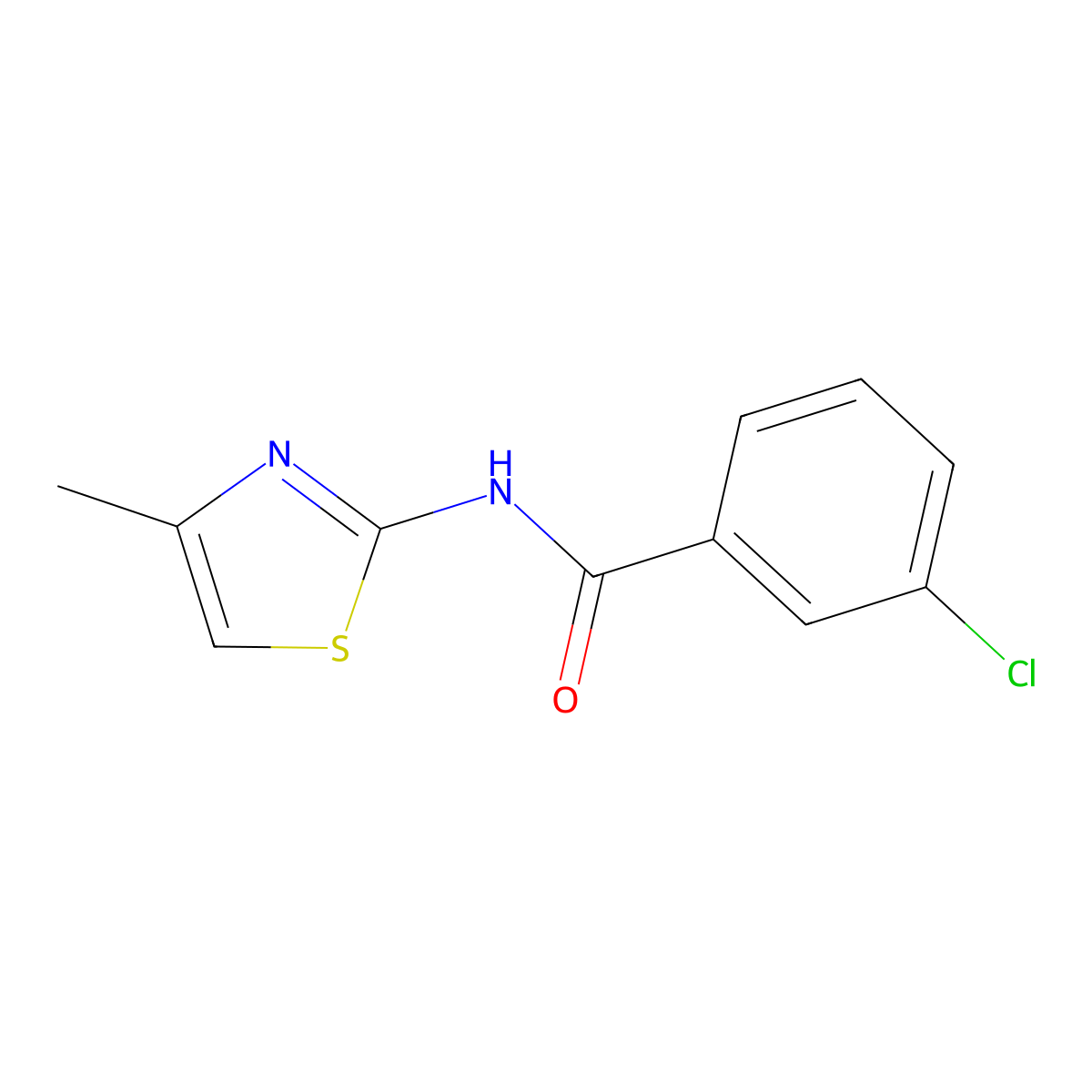 3-chloro-N-(4-methyl-1,3-thiazol-2-yl)benzamide molecular structure, CAS 378204-06-9