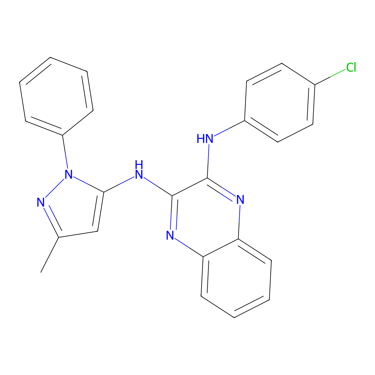 N-(4-chlorophenyl)-N'-(3-methyl-1-phenyl-1H-pyrazol-5-yl)quinoxaline-2,3-diamine molecular structure, CAS 378204-27-4