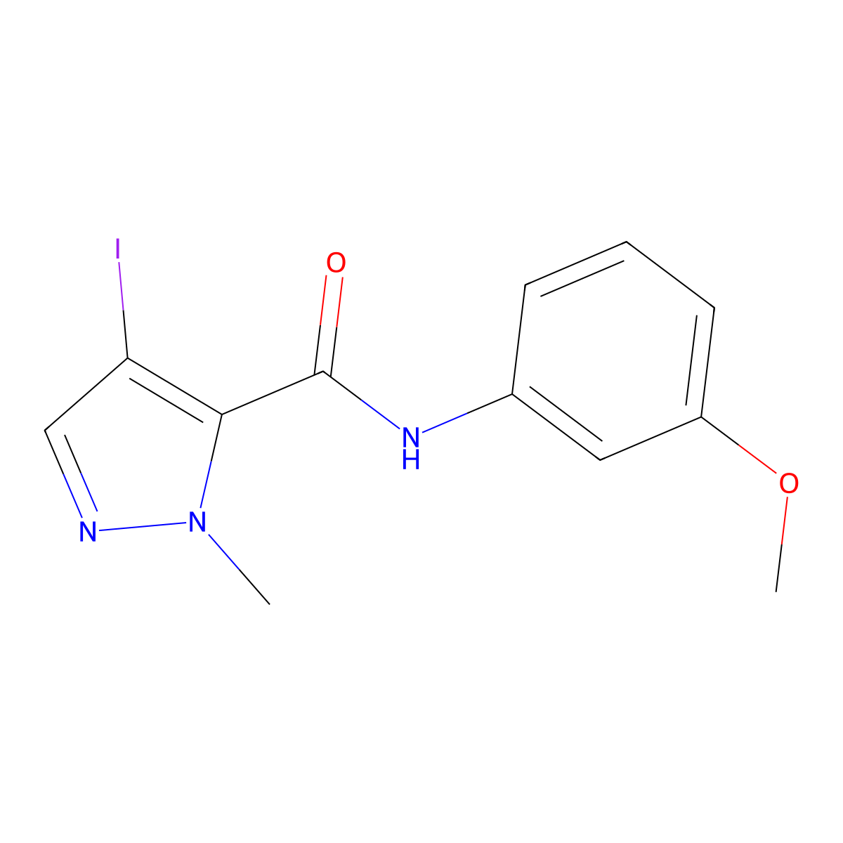 4-iodo-N-(3-methoxyphenyl)-1-methyl-1H-pyrazole-5-carboxamide molecular structure, CAS 378204-46-7