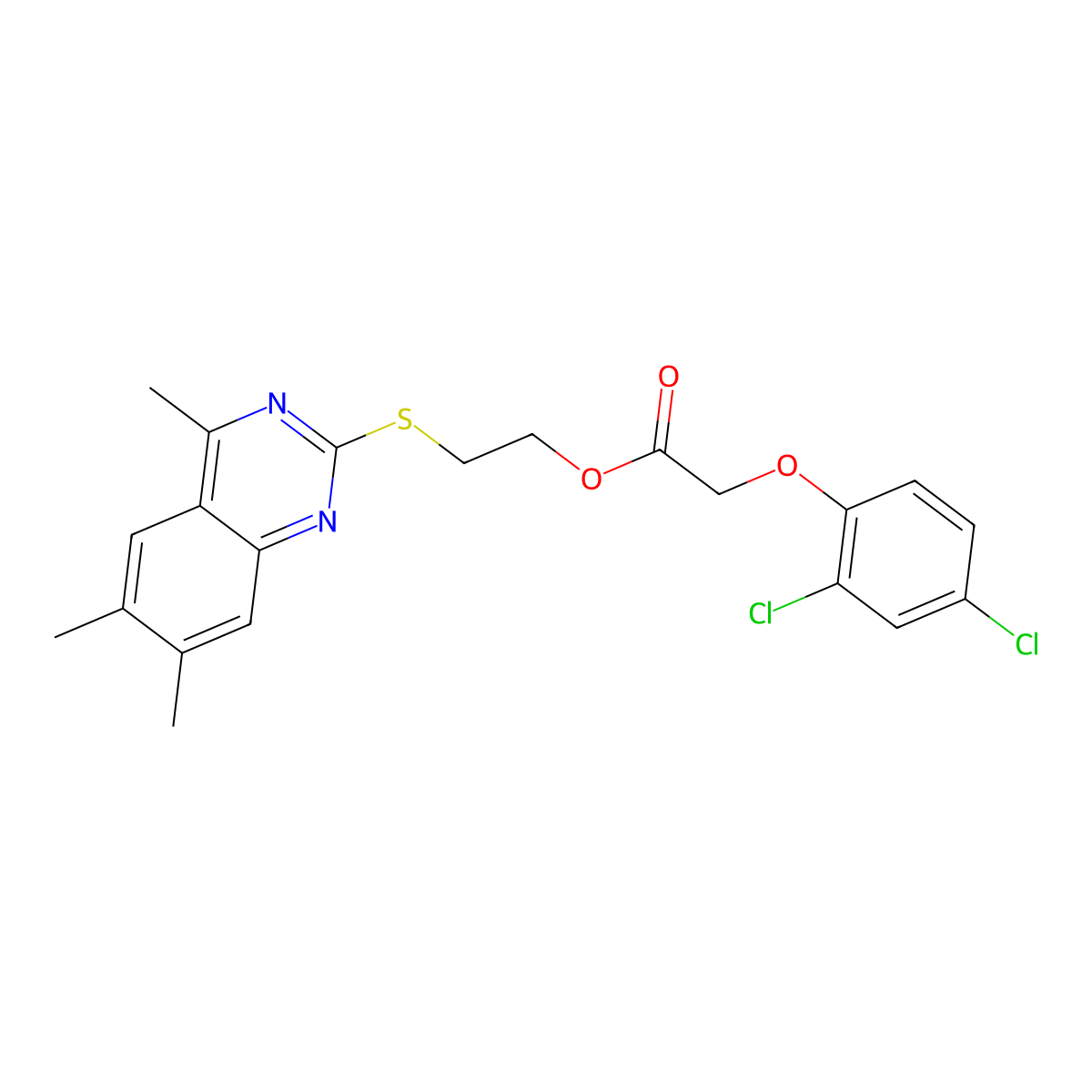 2-(4,6,7-Trimethylquinazolin-2-yl)sulfanylethyl 2-(2,4-dichlorophenoxy)acetate molecular structure, CAS 378204-68-3