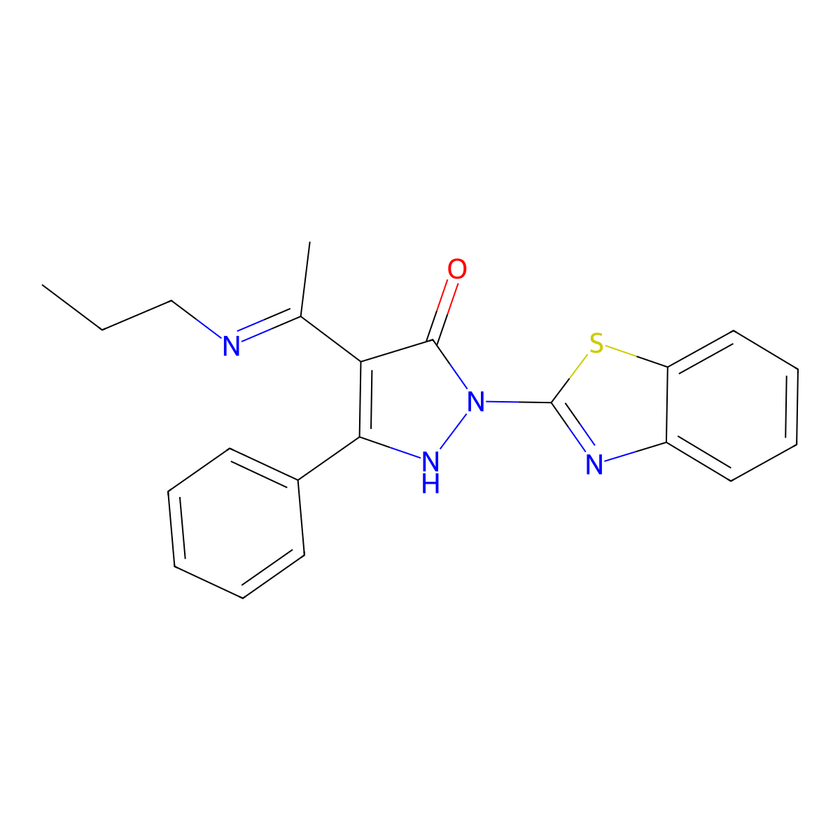 (4Z)-2-(1,3-benzothiazol-2-yl)-5-phenyl-4-[1-(propylamino)ethylidene]pyrazol-3-one molecular structure, CAS 378204-77-4