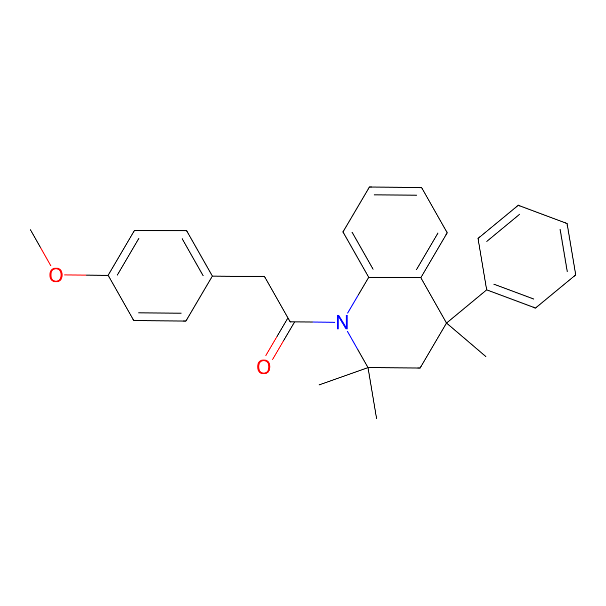 2-(4-methoxyphenyl)-1-(2,2,4-trimethyl-4-phenyl-3,4-dihydroquinolin-1(2H)-yl)ethanone molecular structure, CAS 378205-44-8