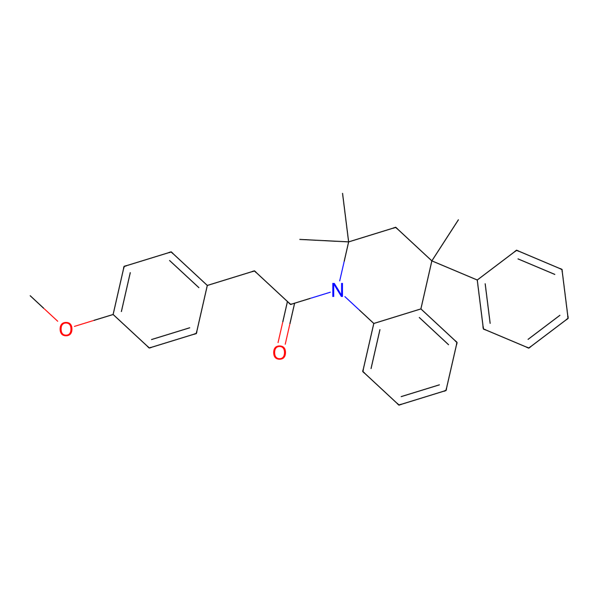 2-(4-methoxyphenyl)-1-(2,2,4-trimethyl-4-phenyl-3,4-dihydroquinolin-1(2H)-yl)ethanone molecular structure, CAS 378205-44-8