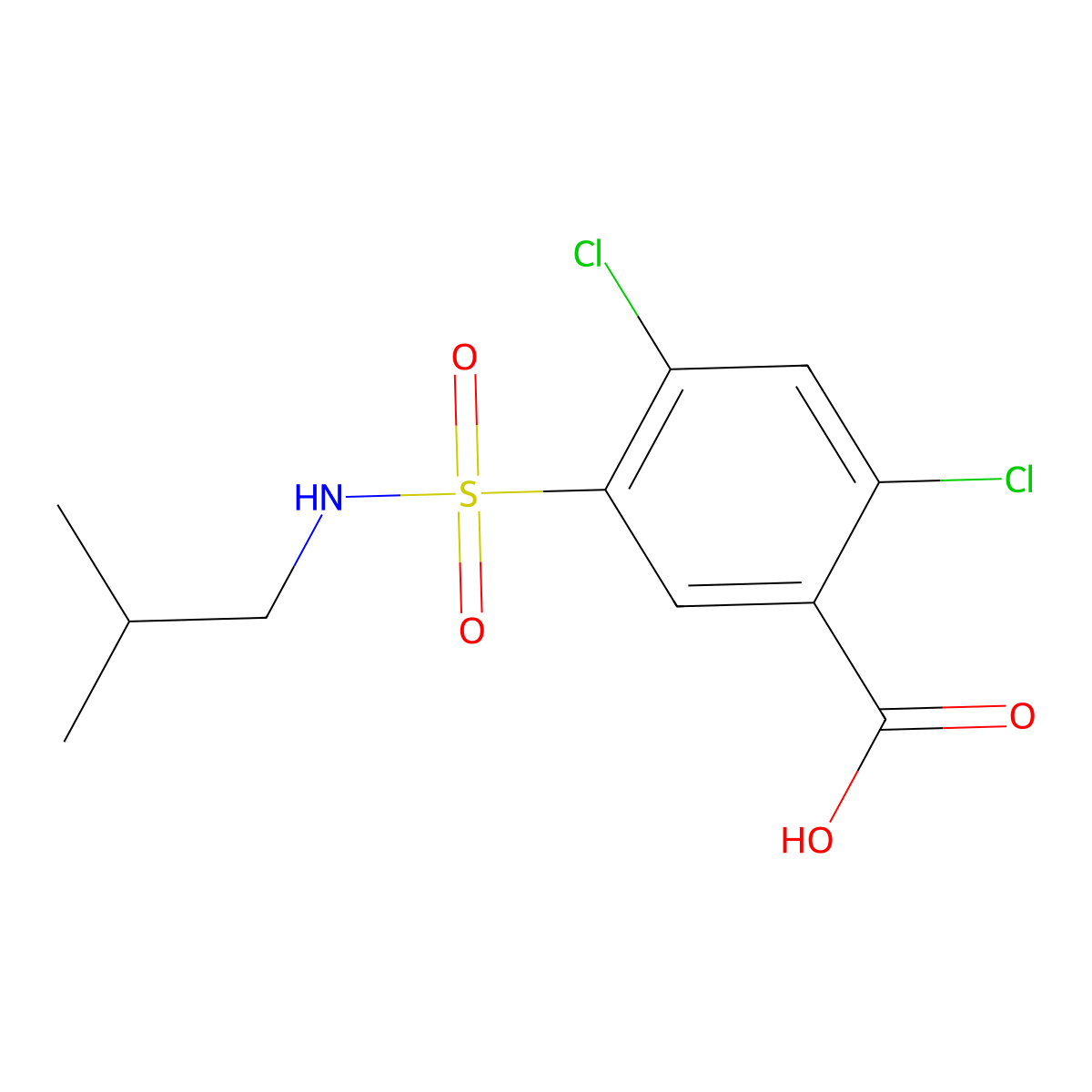 2,4-Dichloro-5-isobutylsulfamoyl-benzoic acid molecular structure, CAS 378206-75-8
