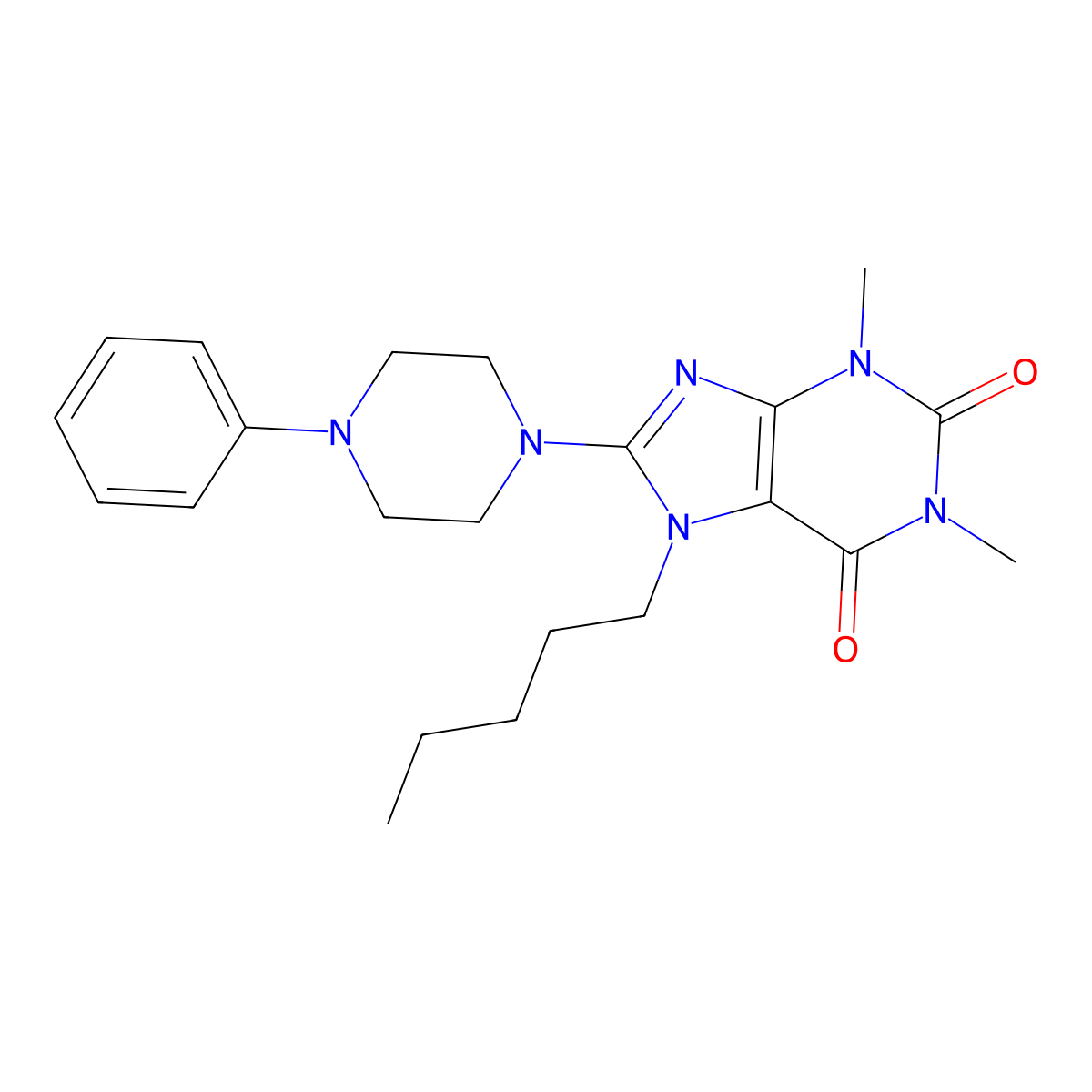 1,3-dimethyl-7-pentyl-8-(4-phenylpiperazin-1-yl)-1H-purine-2,6(3H,7H)-dione molecular structure, CAS 378207-04-6