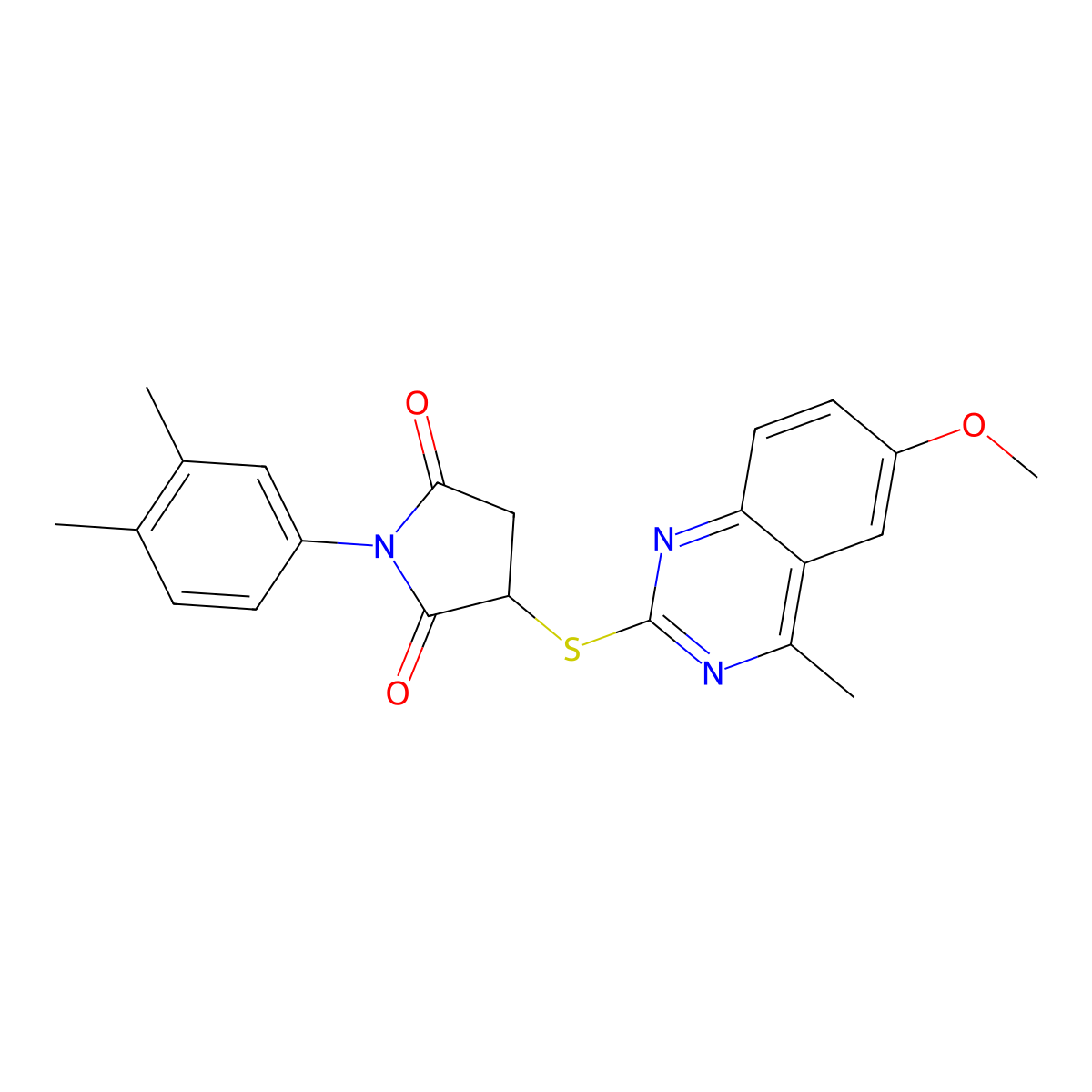 1-(3,4-Dimethylphenyl)-3-((6-methoxy-4-methyl-2-quinazolinyl)thio)-2,5-pyrrolidinedione molecular structure, CAS 378207-06-8