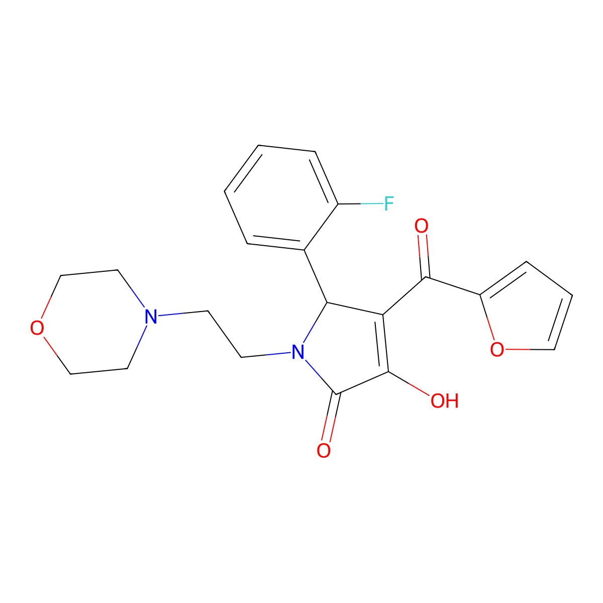 5-(2-F-PH)-4-(2-Furoyl)-3-HO-1-(2-(4-morpholinyl)ET)-1,5-dihydro-2H-pyrrol-2-one molecular structure, CAS 378207-19-3