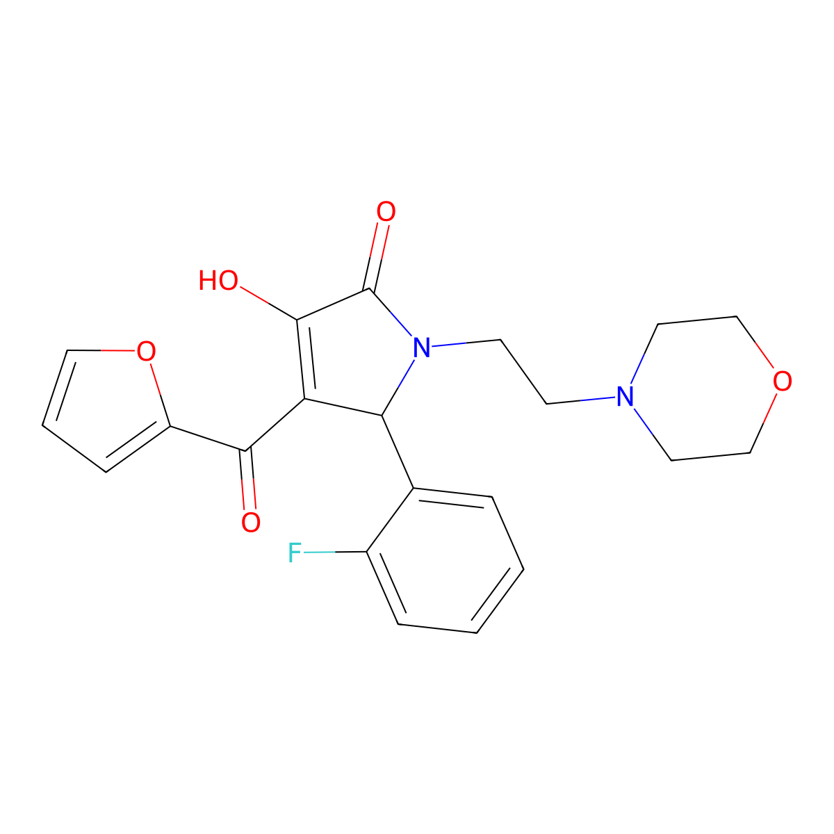 5-(2-F-PH)-4-(2-Furoyl)-3-HO-1-(2-(4-morpholinyl)ET)-1,5-dihydro-2H-pyrrol-2-one molecular structure, CAS 378207-19-3