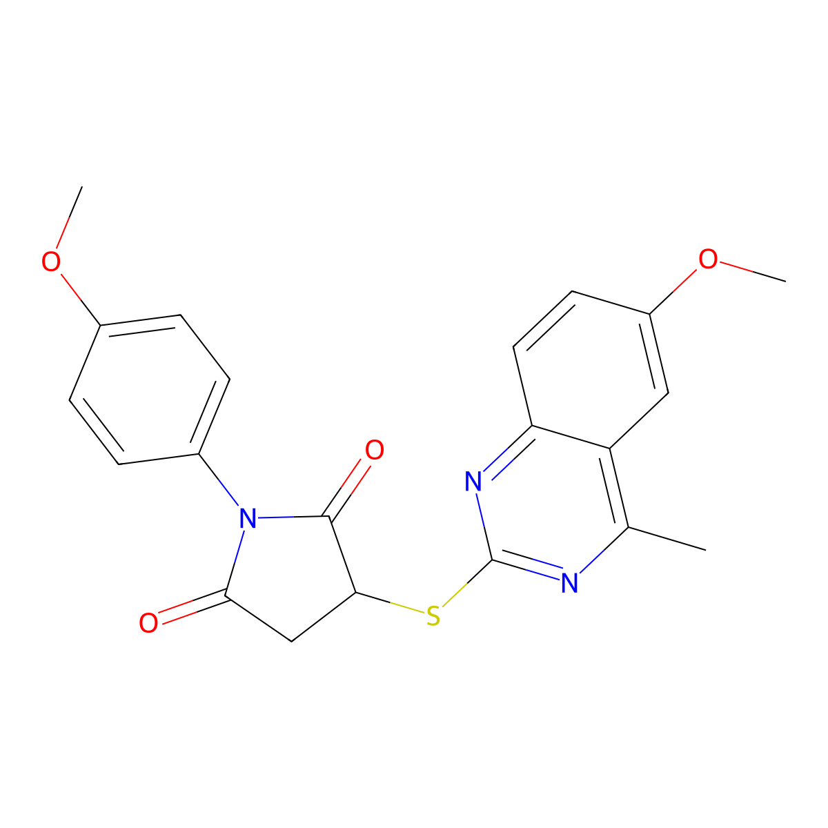 3-[(6-Methoxy-4-methylquinazolin-2-yl)sulfanyl]-1-(4-methoxyphenyl)pyrrolidine-2,5-dione molecular structure, CAS 378207-74-0