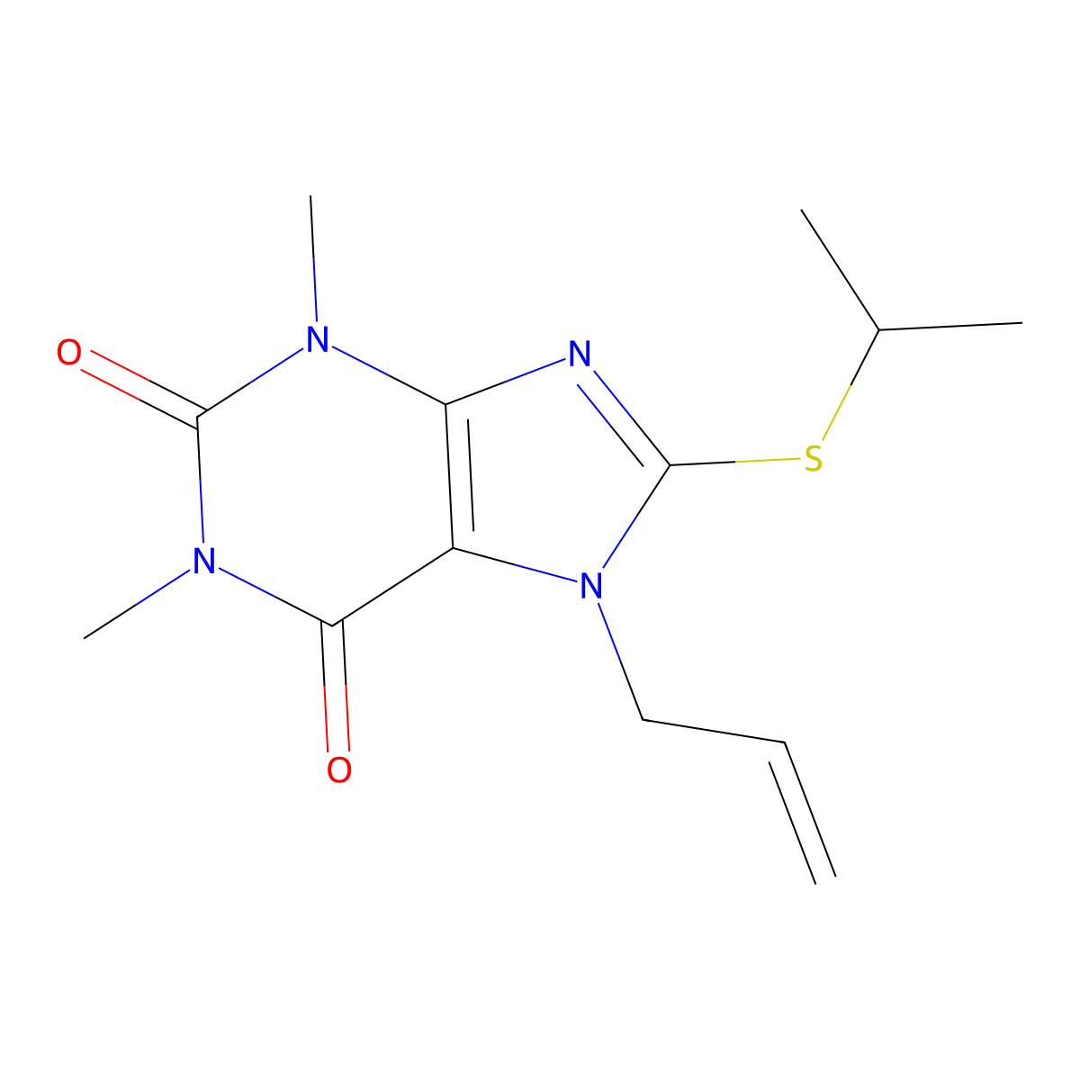 7-allyl-8-(isopropylthio)-1,3-dimethyl-3,7-dihydro-1H-purine-2,6-dione molecular structure, CAS 378207-84-2