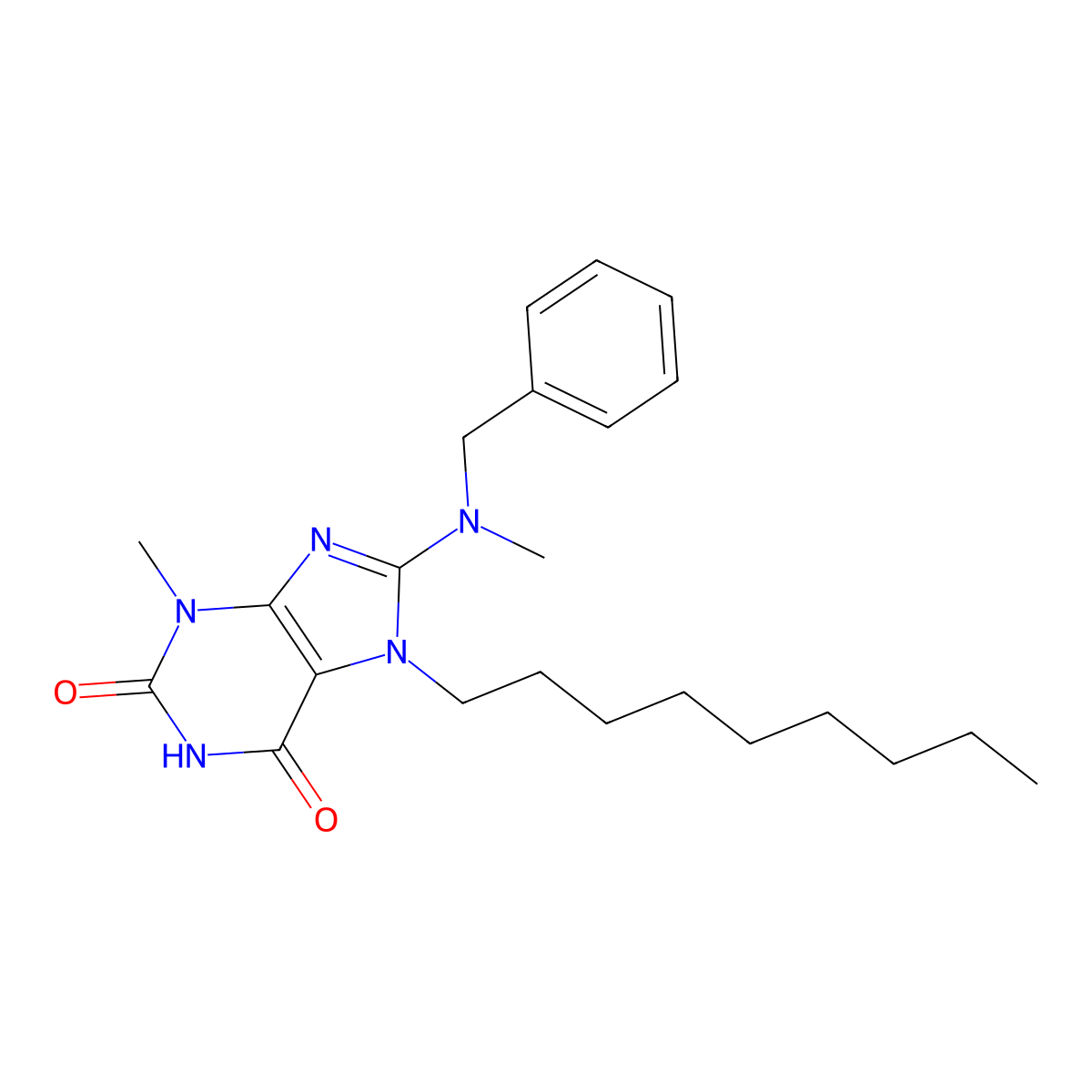 8-[Benzyl(methyl)amino]-3-methyl-7-nonylpurine-2,6-dione molecular structure, CAS 378208-04-9