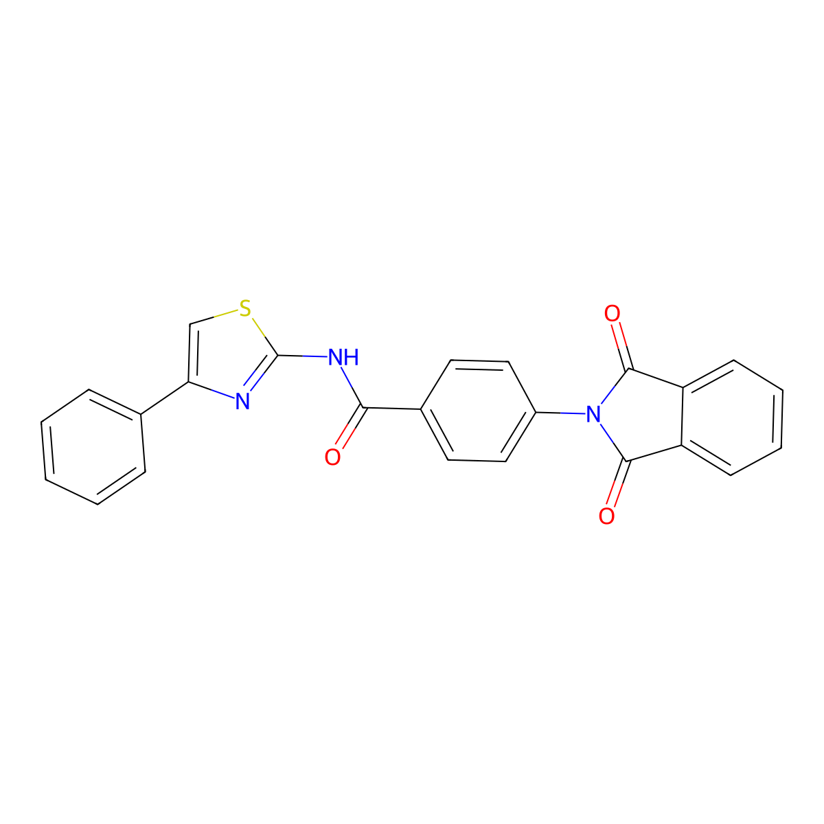 4-(1,3-dioxoisoindolin-2-yl)-N-(4-phenylthiazol-2-yl)benzamide molecular structure, CAS 378208-05-0