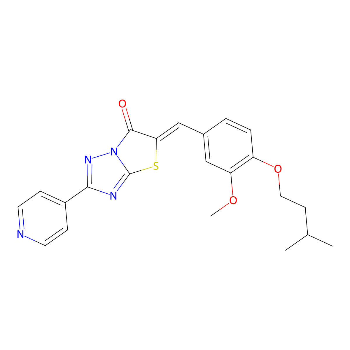 5-[[3-Methoxy-4-(3-methylbutoxy)phenyl]methylene]-2-(4-pyridinyl)thiazolo[3,2-b][1,2,4]triazol-6(5H)-one molecular structure, CAS 378208-17-4