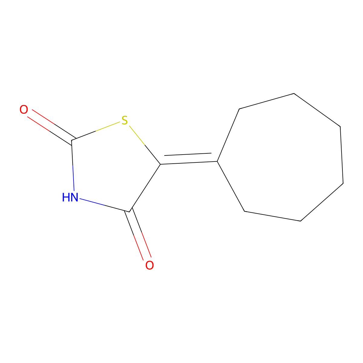 5-Cycloheptylidene-1,3-thiazolidine-2,4-dione molecular structure, CAS 378208-27-6