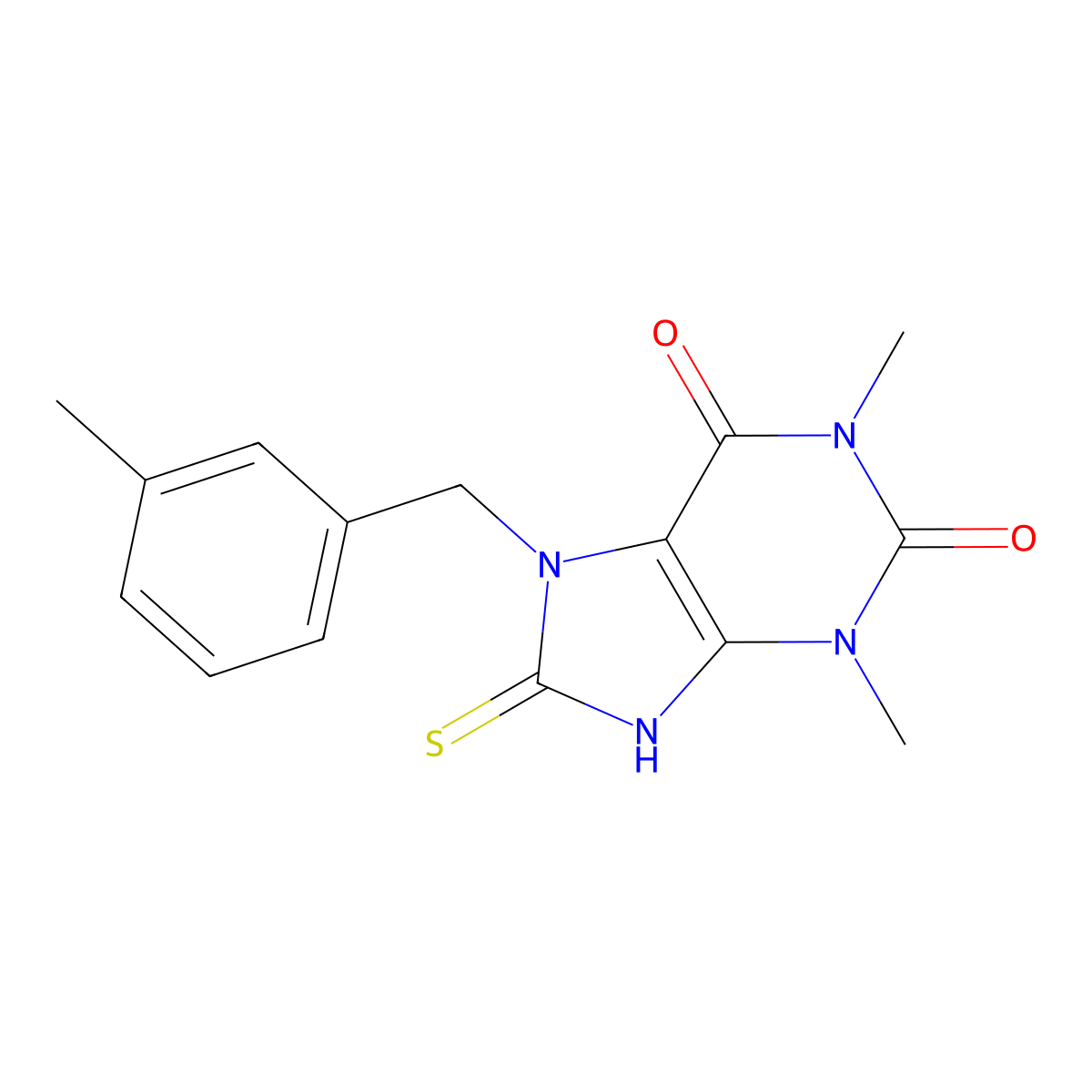 8-mercapto-1,3-dimethyl-7-(3-methylbenzyl)-1H-purine-2,6(3H,7H)-dione molecular structure, CAS 378208-58-3