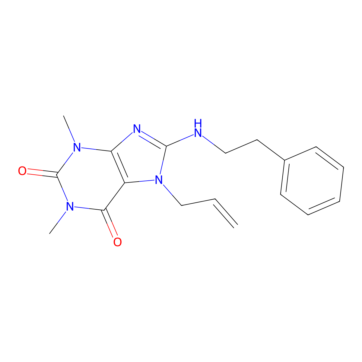 7-allyl-1,3-dimethyl-8-(phenethylamino)-1H-purine-2,6(3H,7H)-dione molecular structure, CAS 378208-99-2