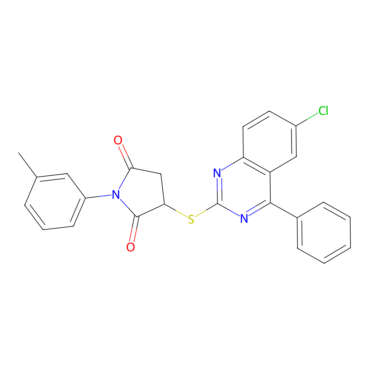 3-[(6-Chloro-4-phenylquinazolin-2-yl)sulfanyl]-1-(3-methylphenyl)pyrrolidine-2,5-dione molecular structure, CAS 378209-64-4