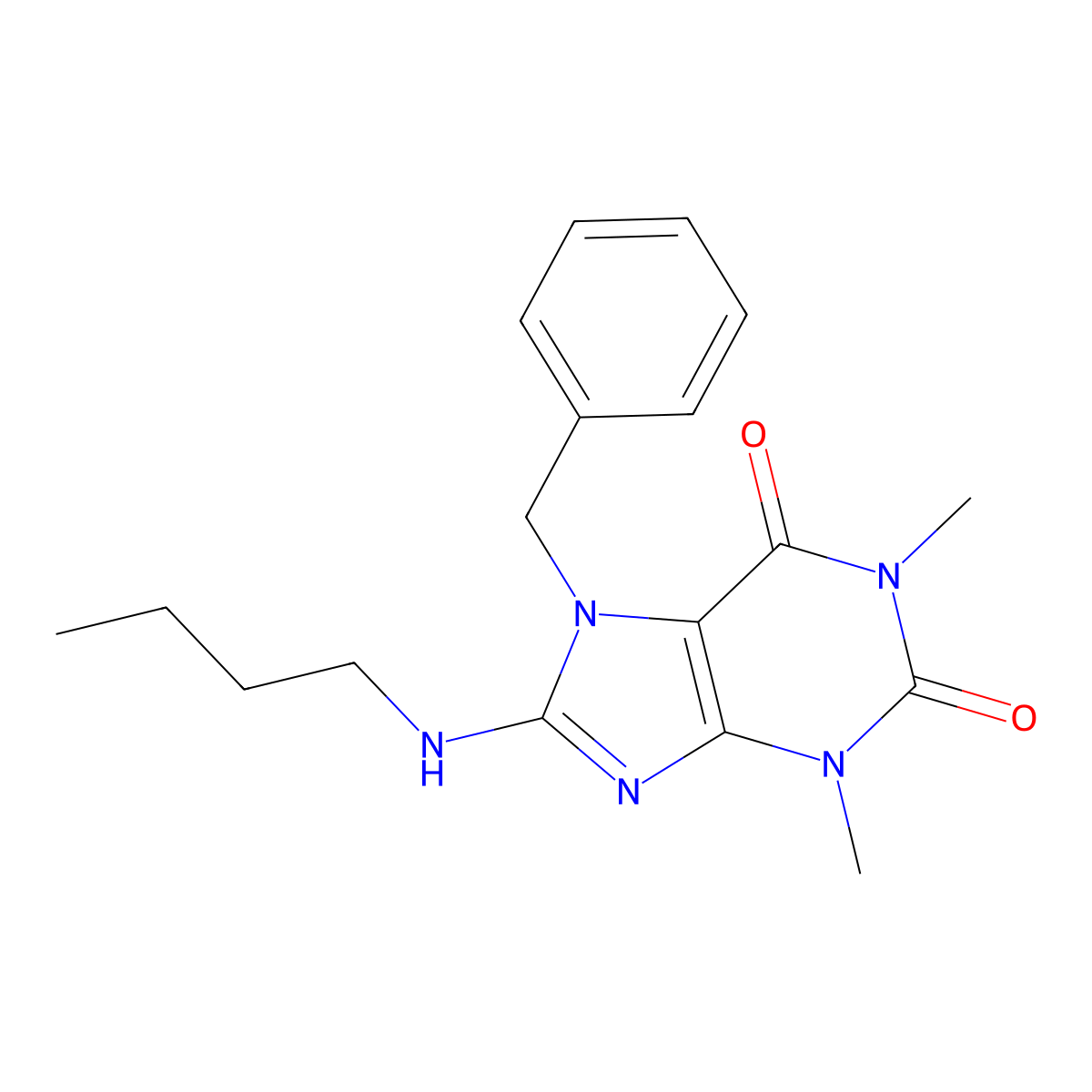 7-Benzyl-8-(butylamino)-1,3-dimethylpurine-2,6-dione molecular structure, CAS 378209-86-0