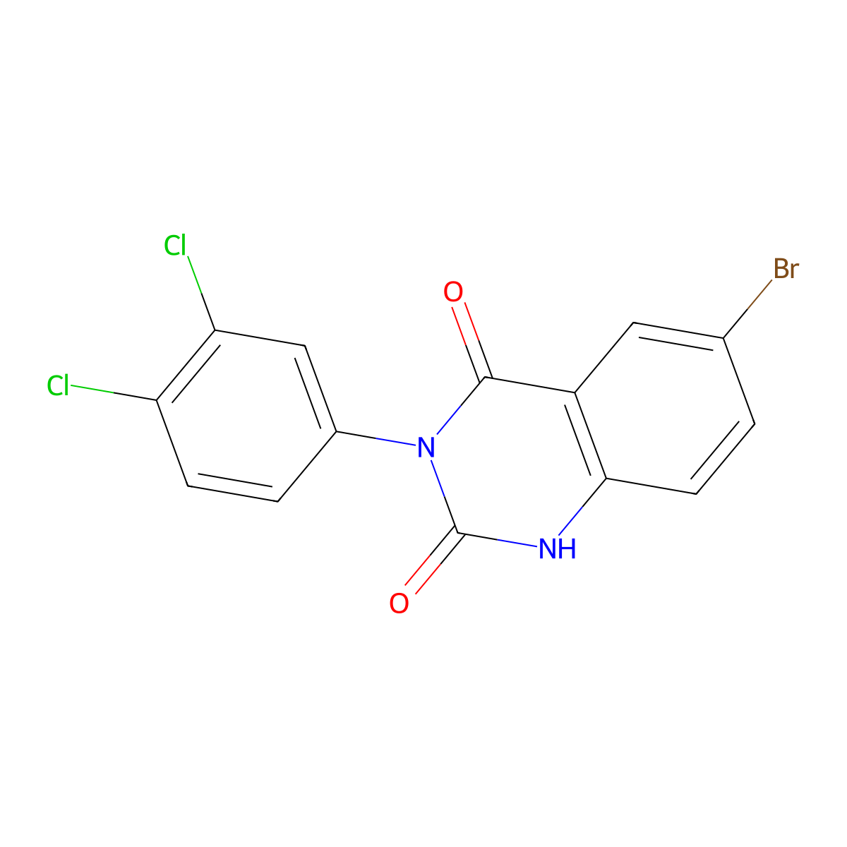 6-bromo-3-(3,4-dichlorophenyl)quinazoline-2,4(1H,3H)-dione molecular structure, CAS 378210-55-0