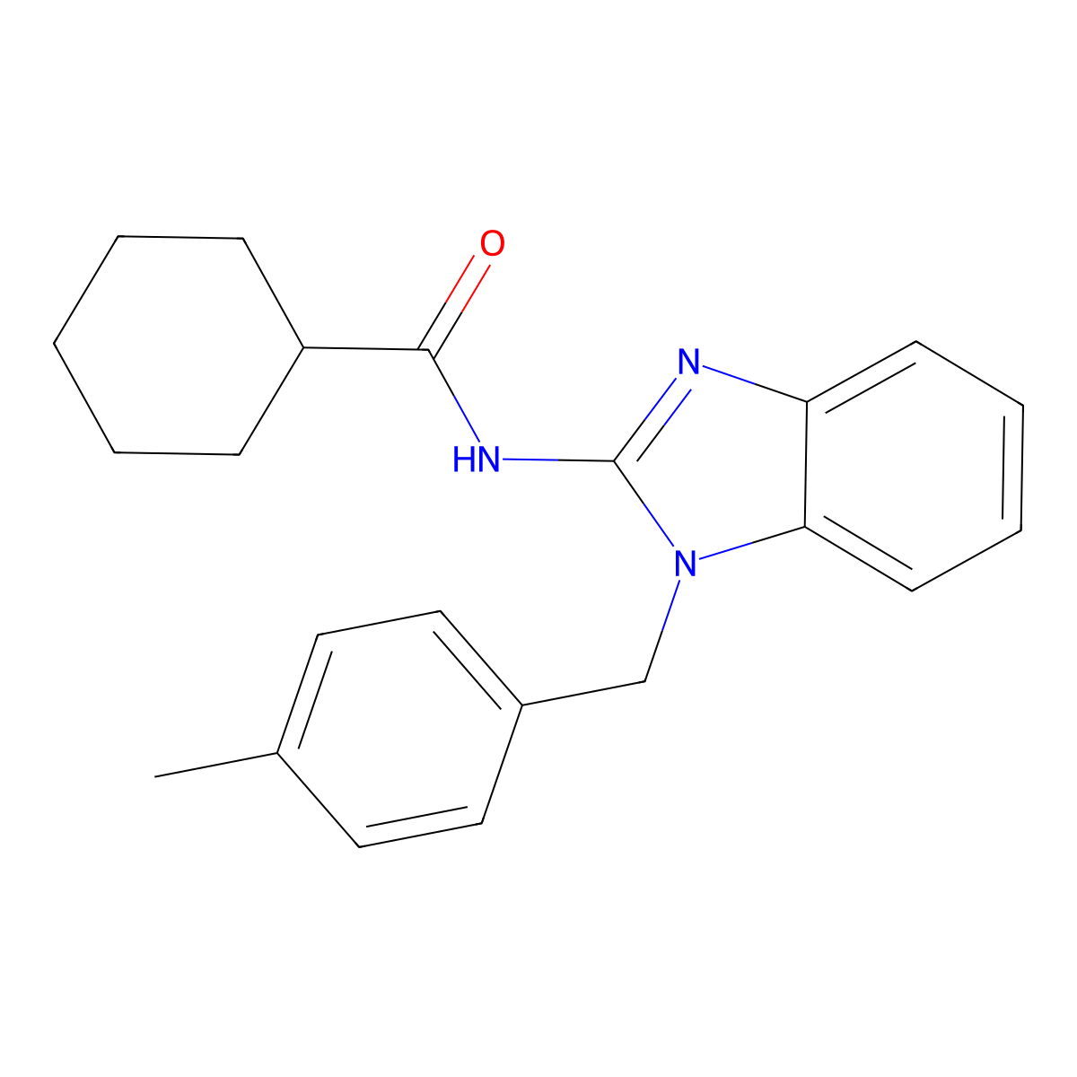 N-[1-[(4-methylphenyl)methyl]benzimidazol-2-yl]cyclohexanecarboxamide molecular structure, CAS 378210-96-9