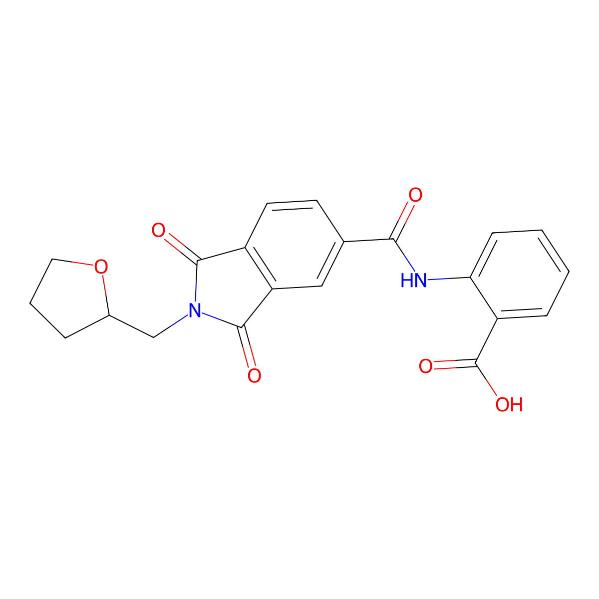 2-[[1,3-Dioxo-2-(oxolan-2-ylmethyl)isoindole-5-carbonyl]amino]benzoic acid molecular structure, CAS 378211-03-1