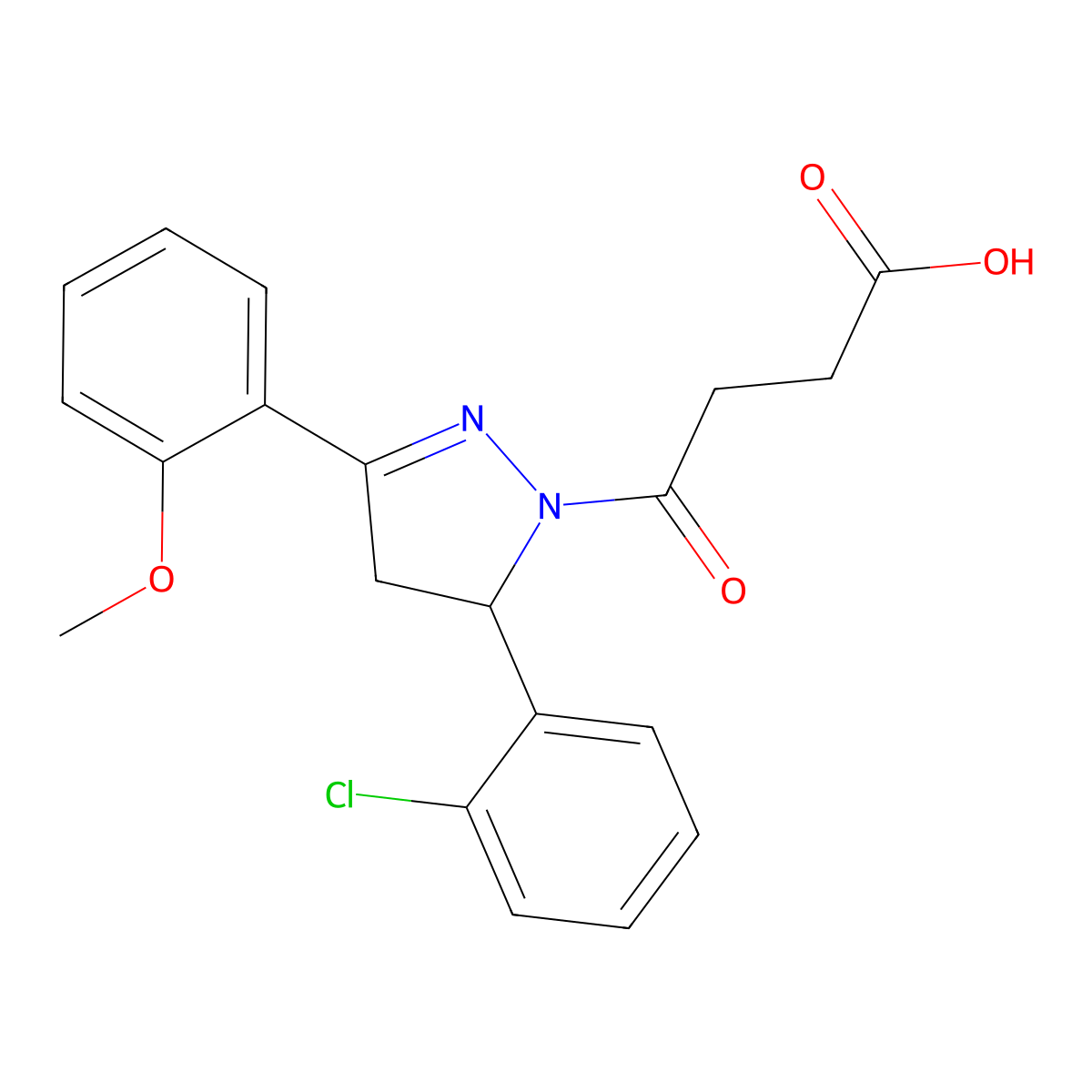 4-[5-(2-chlorophenyl)-3-(2-methoxyphenyl)-4,5-dihydro-1H-pyrazol-1-yl]-4-oxobutanoic acid molecular structure, CAS 378211-39-3