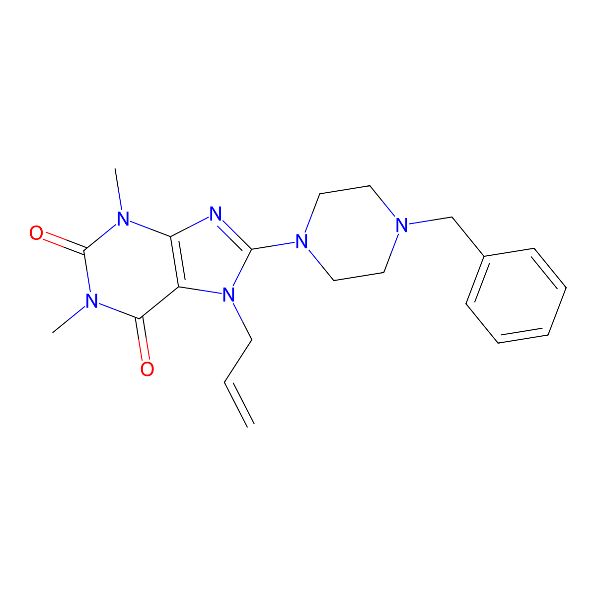 7-allyl-8-(4-benzylpiperazin-1-yl)-1,3-dimethyl-1H-purine-2,6(3H,7H)-dione molecular structure, CAS 378211-90-6